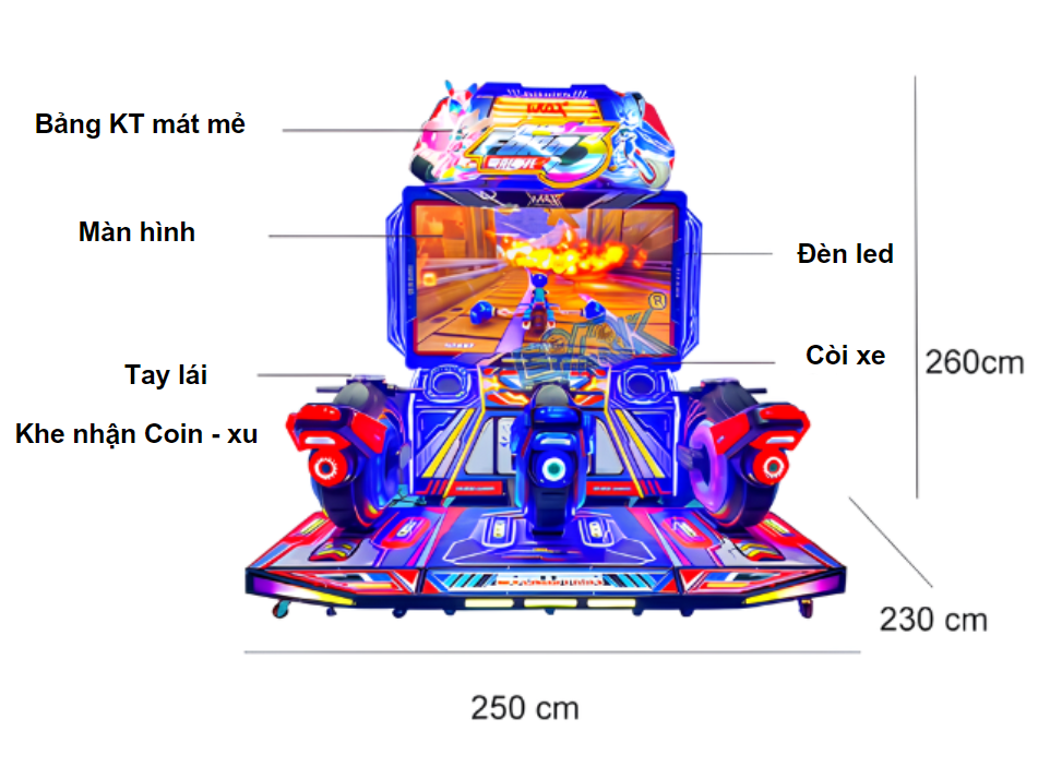 Máy agme đua xe moto 3 người chơi