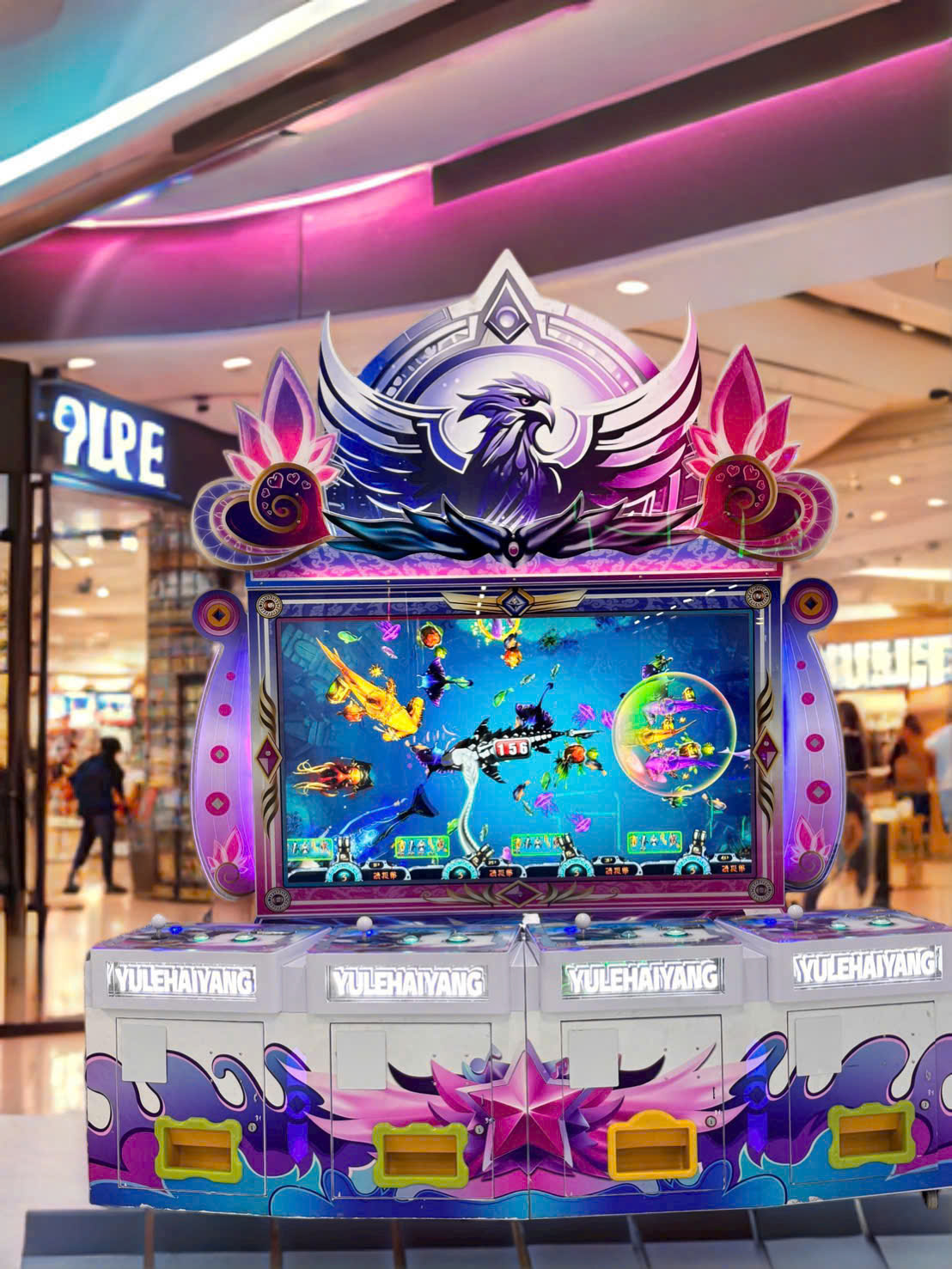 Máy bắn cá 4 người chơi thiết kế nổi bật với logo đại bàng, màn hình lớn 65inch Máy bắn cá 4 người chơi thiết kế nổi bật với logo đại bàng, màn hình lớn 65inch