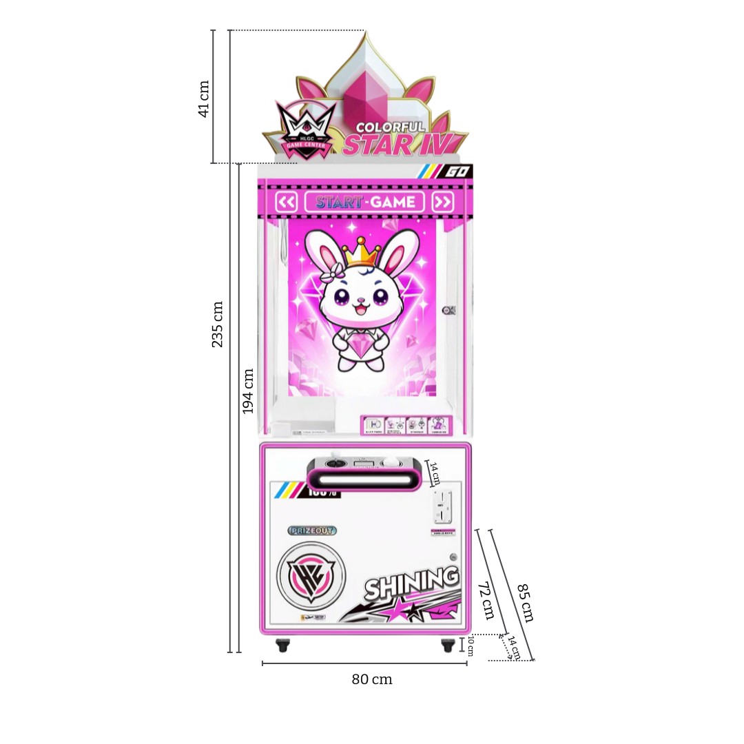 Kích thước Máy gắp đồ chơi Colorful Start IV Kích thước Máy gắp đồ chơi Colorful Start IV