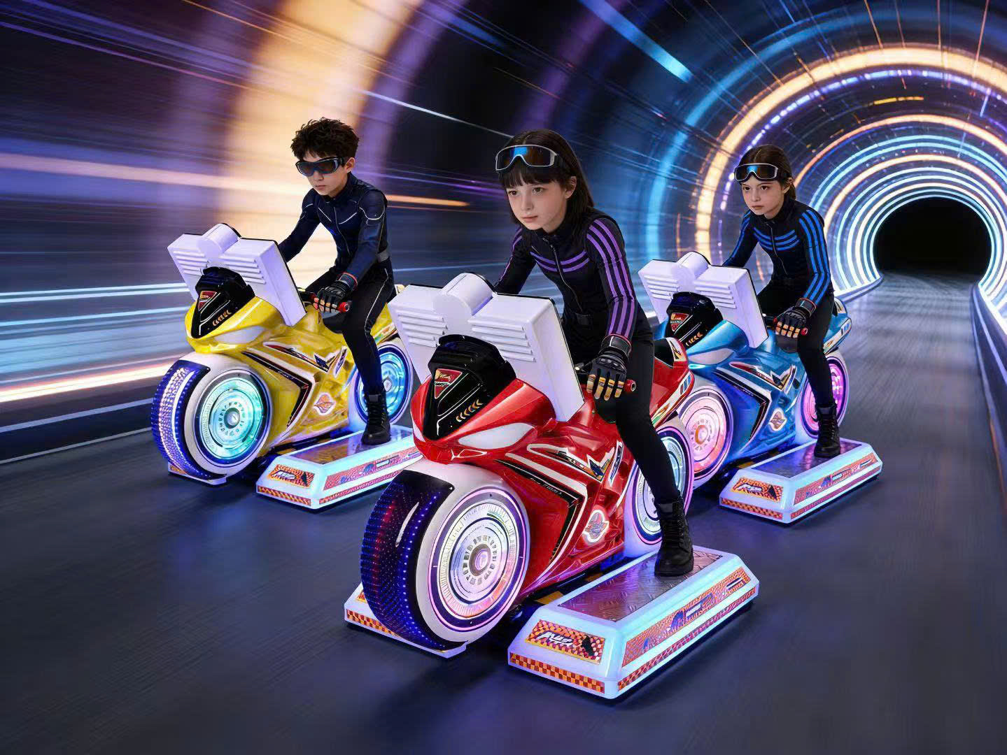 Máy game mô phỏng xe phân khối lớn, phù hợp khu vui chơi hiện đại Máy game mô phỏng xe phân khối lớn, phù hợp khu vui chơi hiện đại