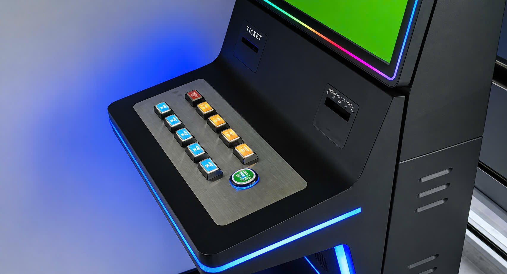 Bảng điều khiển máy game màn hình cảm ứng cao cấp với hệ thống nút bấm LED hiện đại Bảng điều khiển máy game màn hình cảm ứng cao cấp với hệ thống nút bấm LED hiện đại
