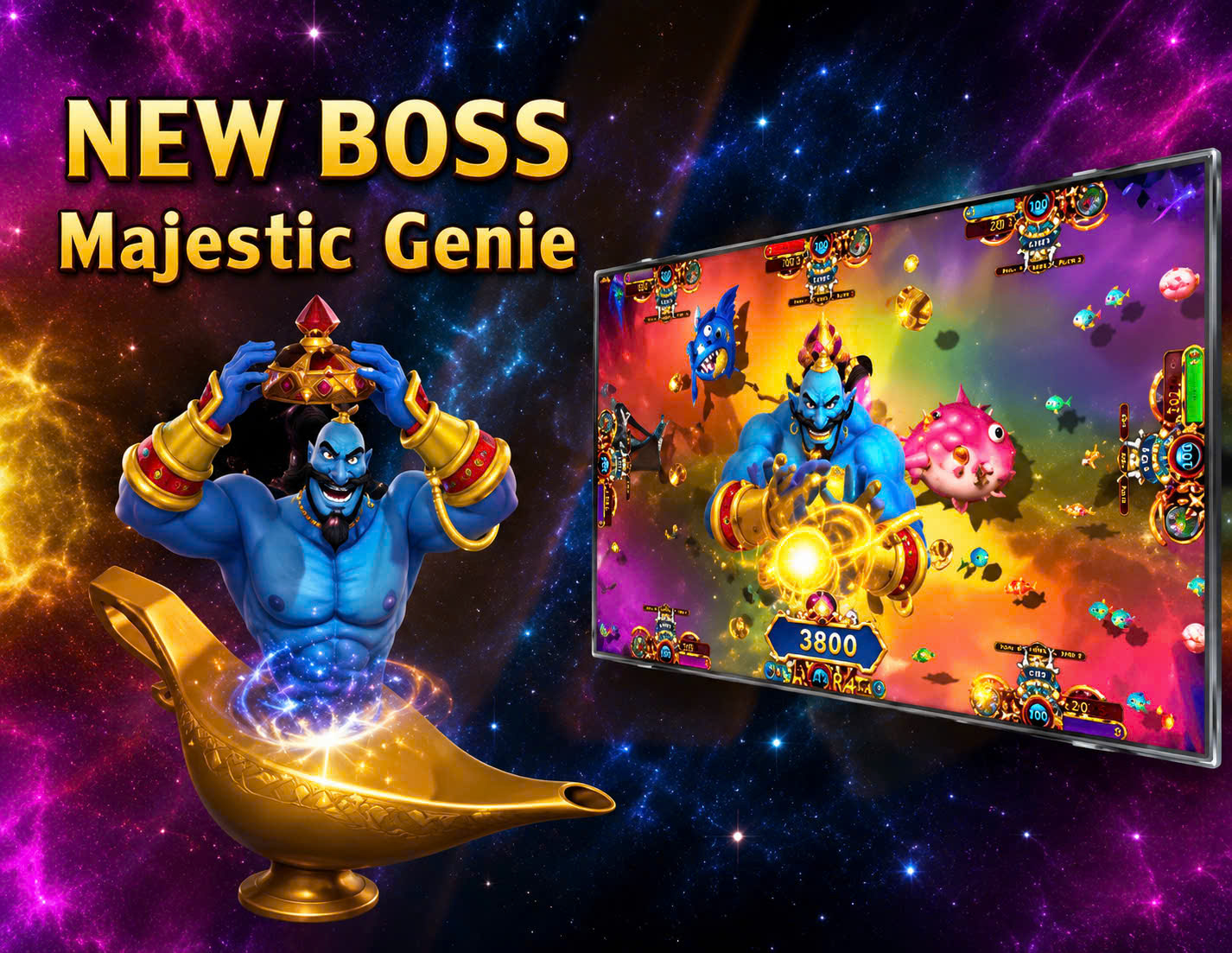 Majestic Genie boss gameplay in Ocean King 3 Plus Aladdin fish arcade game Majestic Genie boss gameplay in Ocean King 3 Plus Aladdin fish arcade game