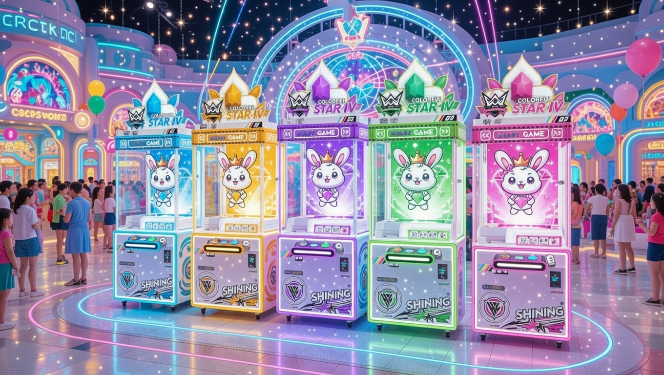 Máy gắp thú Colorful Star IV màu xanh lá phối nhiều màu sắc bắt mắt cho khu vui chơi