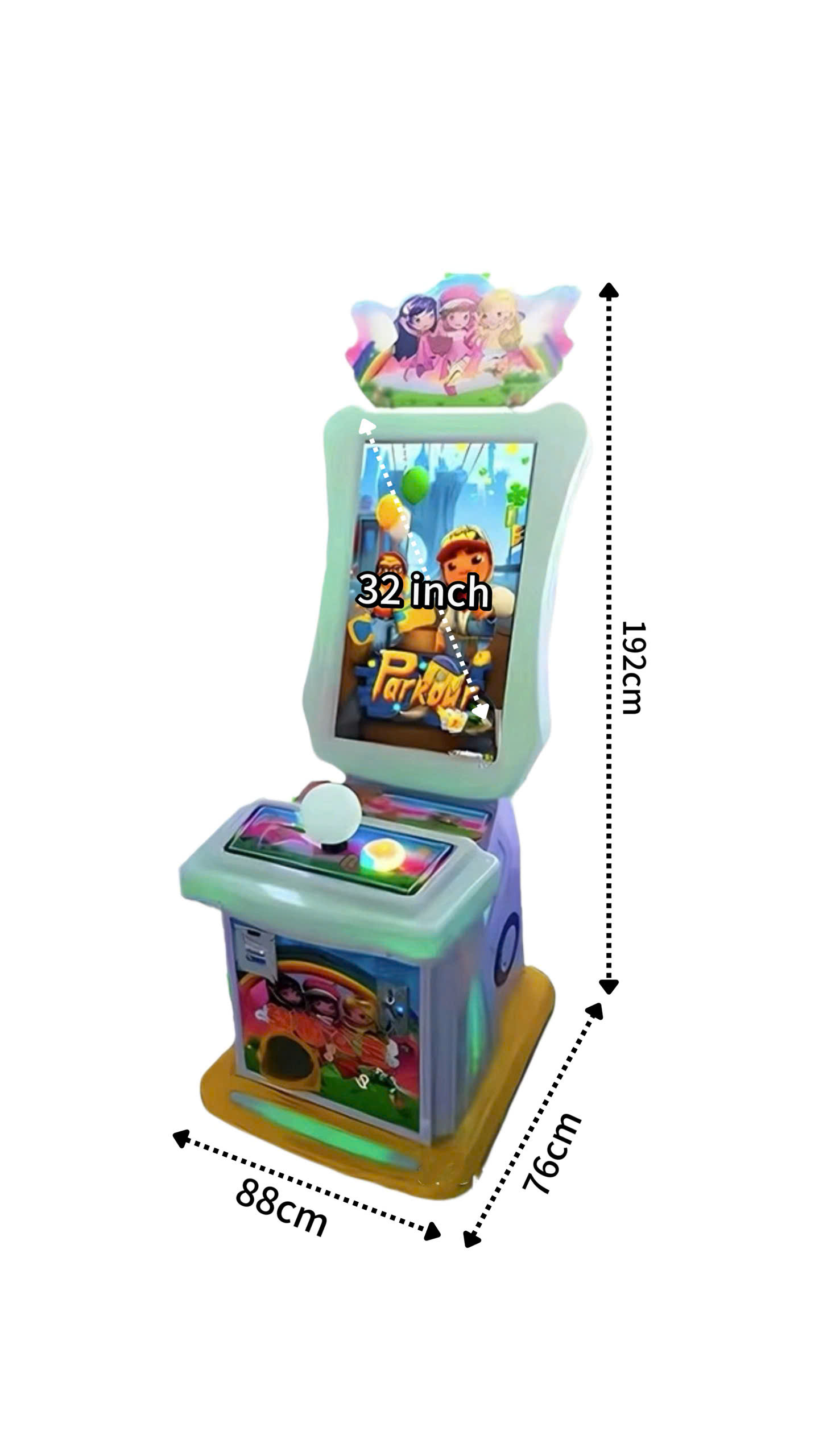 Kích thước máy game Parkour vượt chướng ngại vật