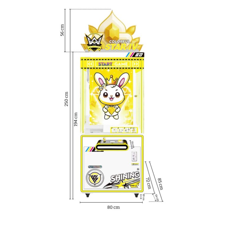 Kích thước máy gắp thú Colorful Start IV khu vui chơi trẻ em