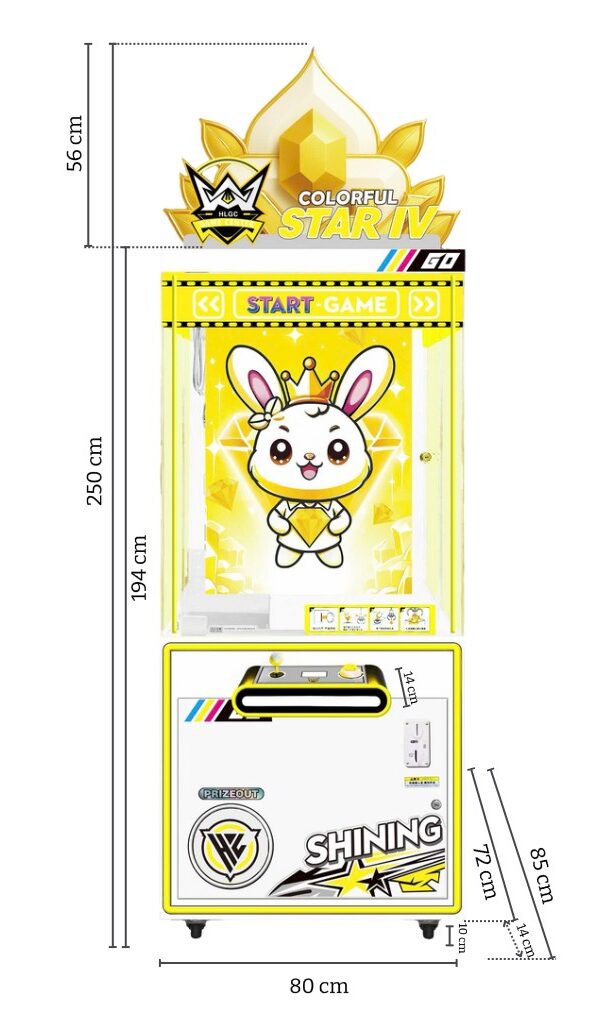 Kích thước máy gắp thú Colorful Start IV khu vui chơi trẻ em