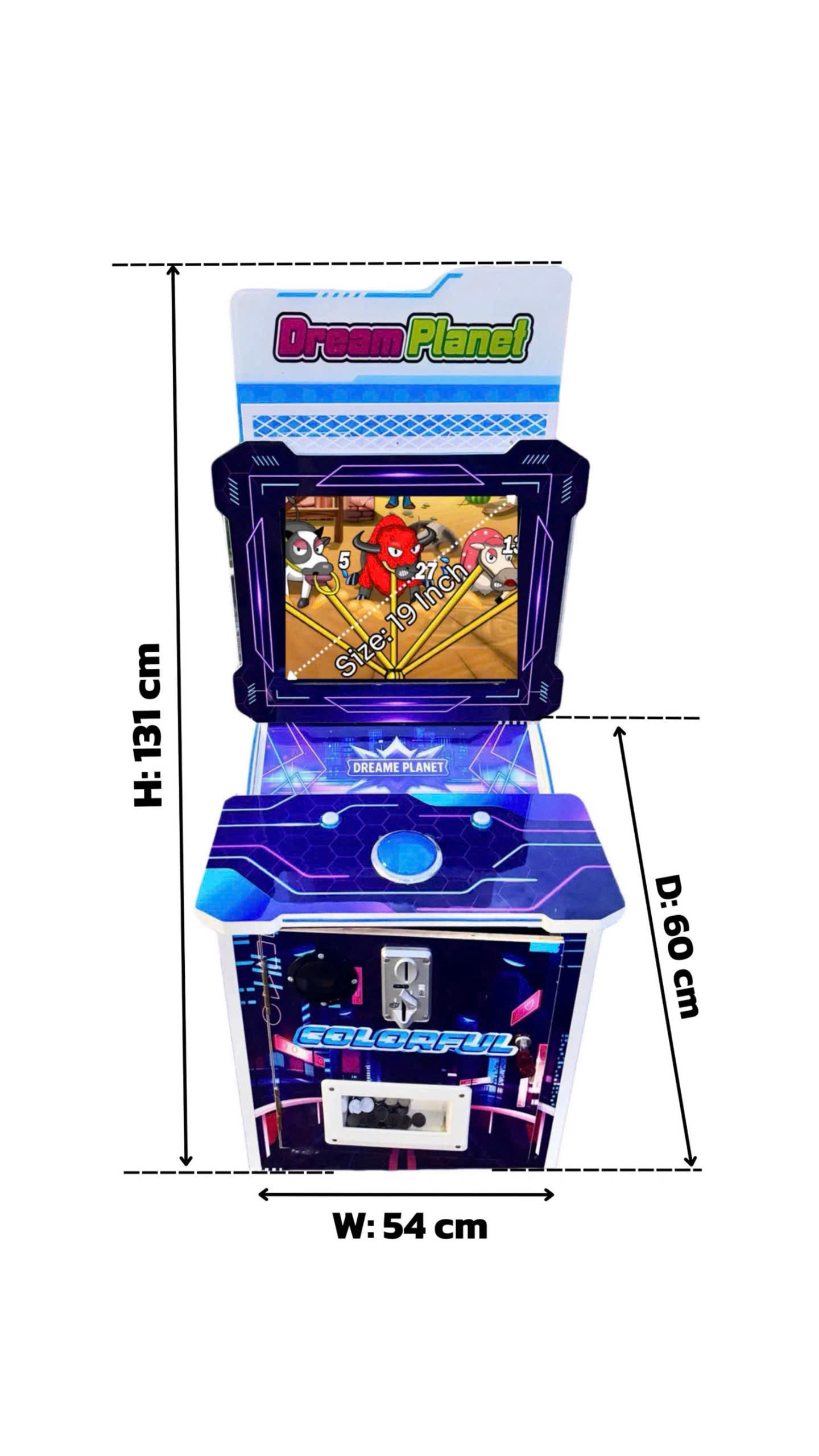 Kích thước máy game bắt bò Dream Planet