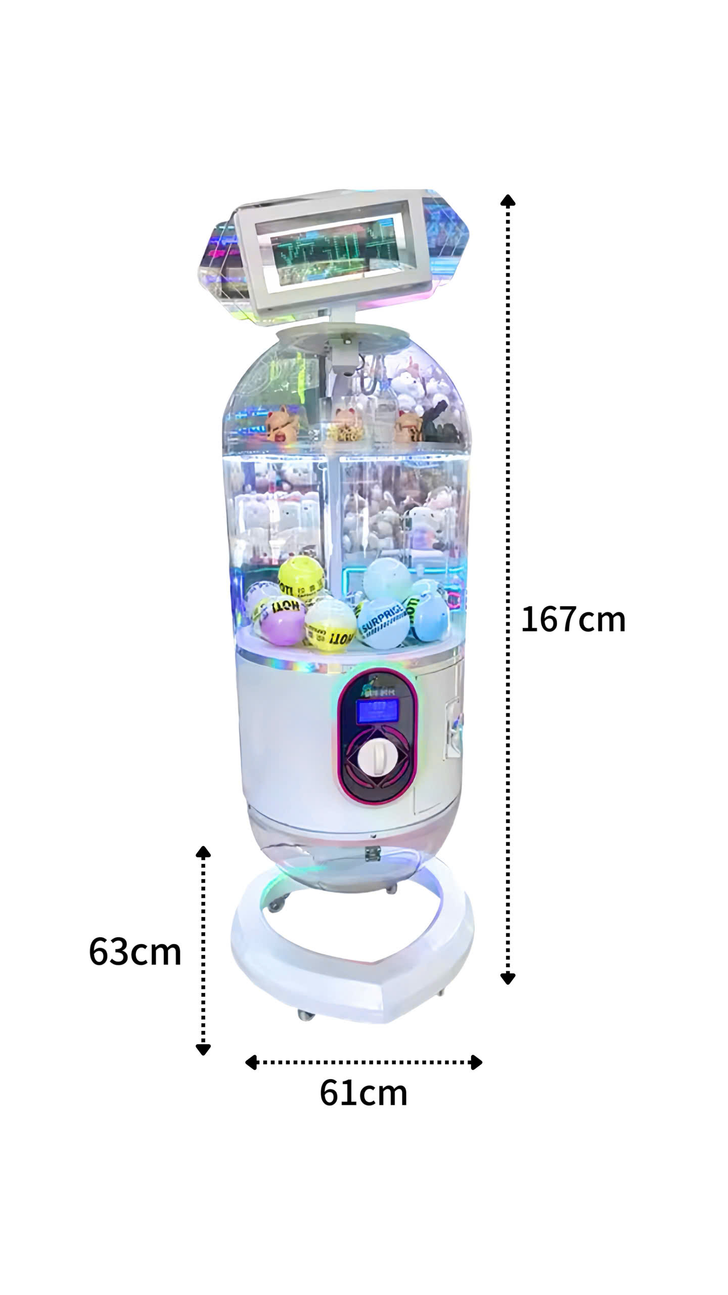 Kích thước máy game Gashapon vặn trứng đa năng