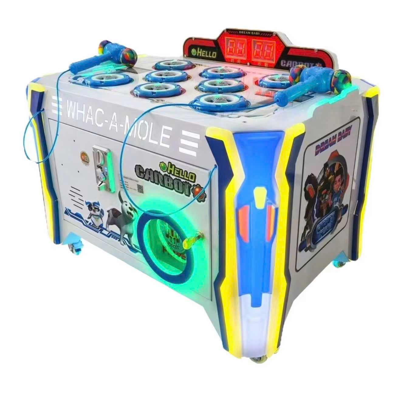 Máy game đập chuột bán chạy nhất dòng arcade trẻ em mặt lưới 9 lỗ với hiệu ứng âm thanh sống động đèn LED đổi màu cực kỳ thu hút đám đông