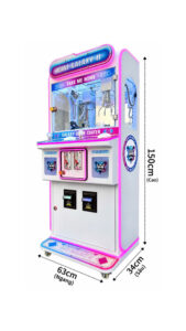 Kích thước máy gắp thú 2 người chơi phiên bản màu hồng