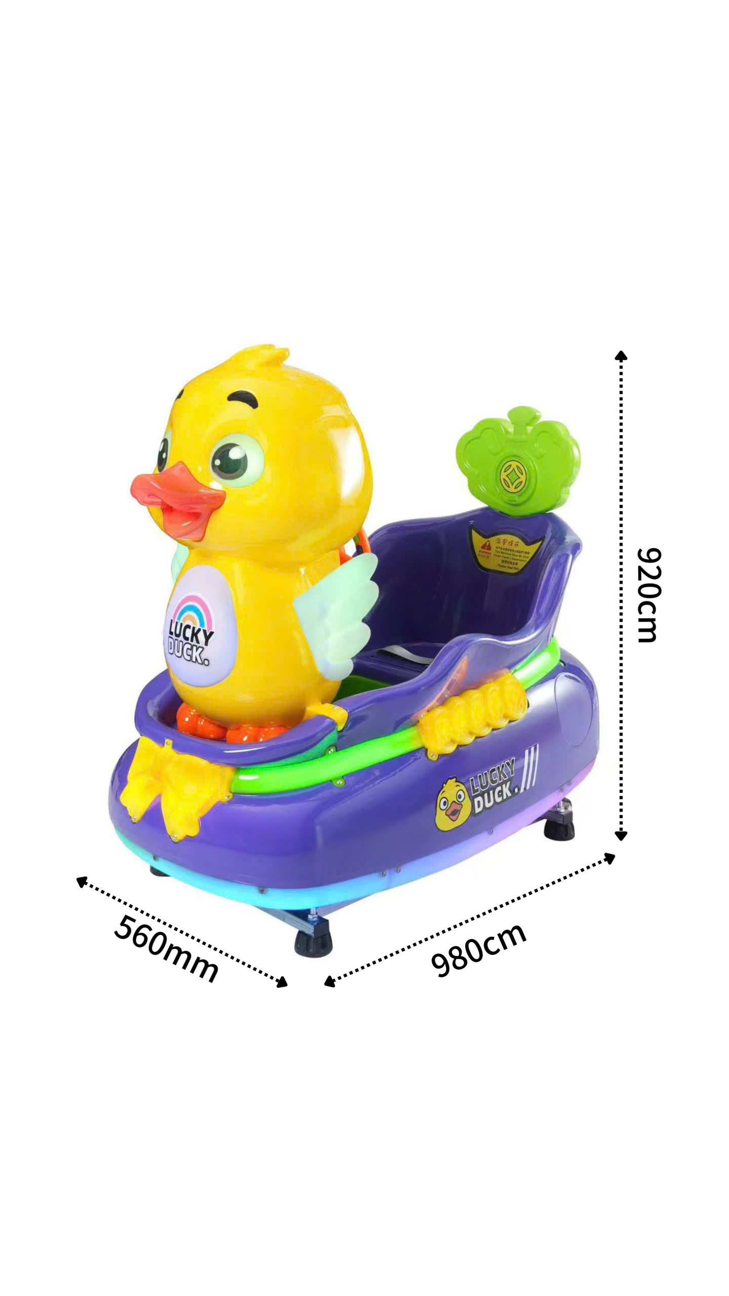 Lucky Duck kiddie ride vịt vàng, kích thước 980x560x920mm