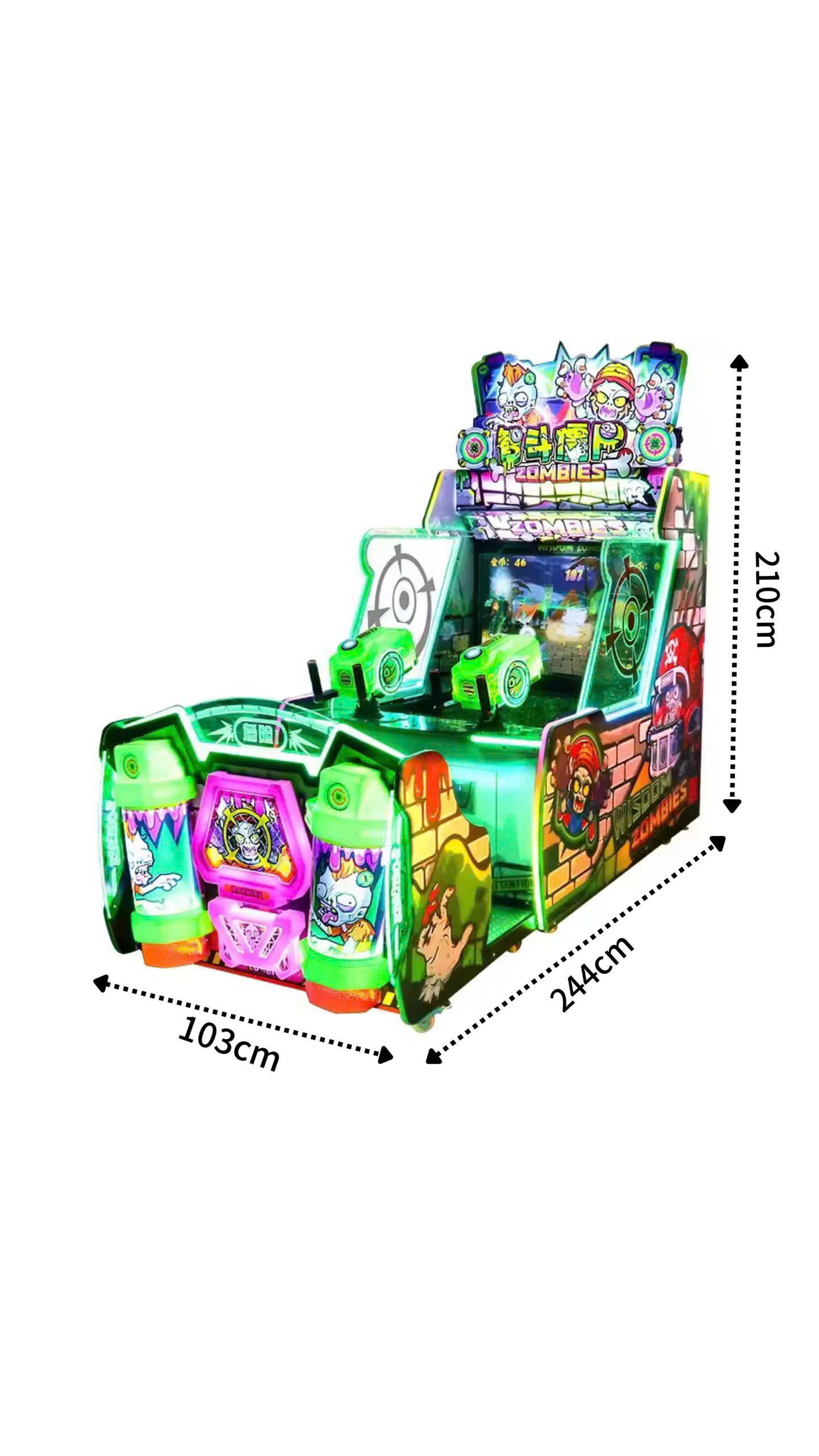 Kích thước máy Zombies 244x210x103cm phiên bản 2 người