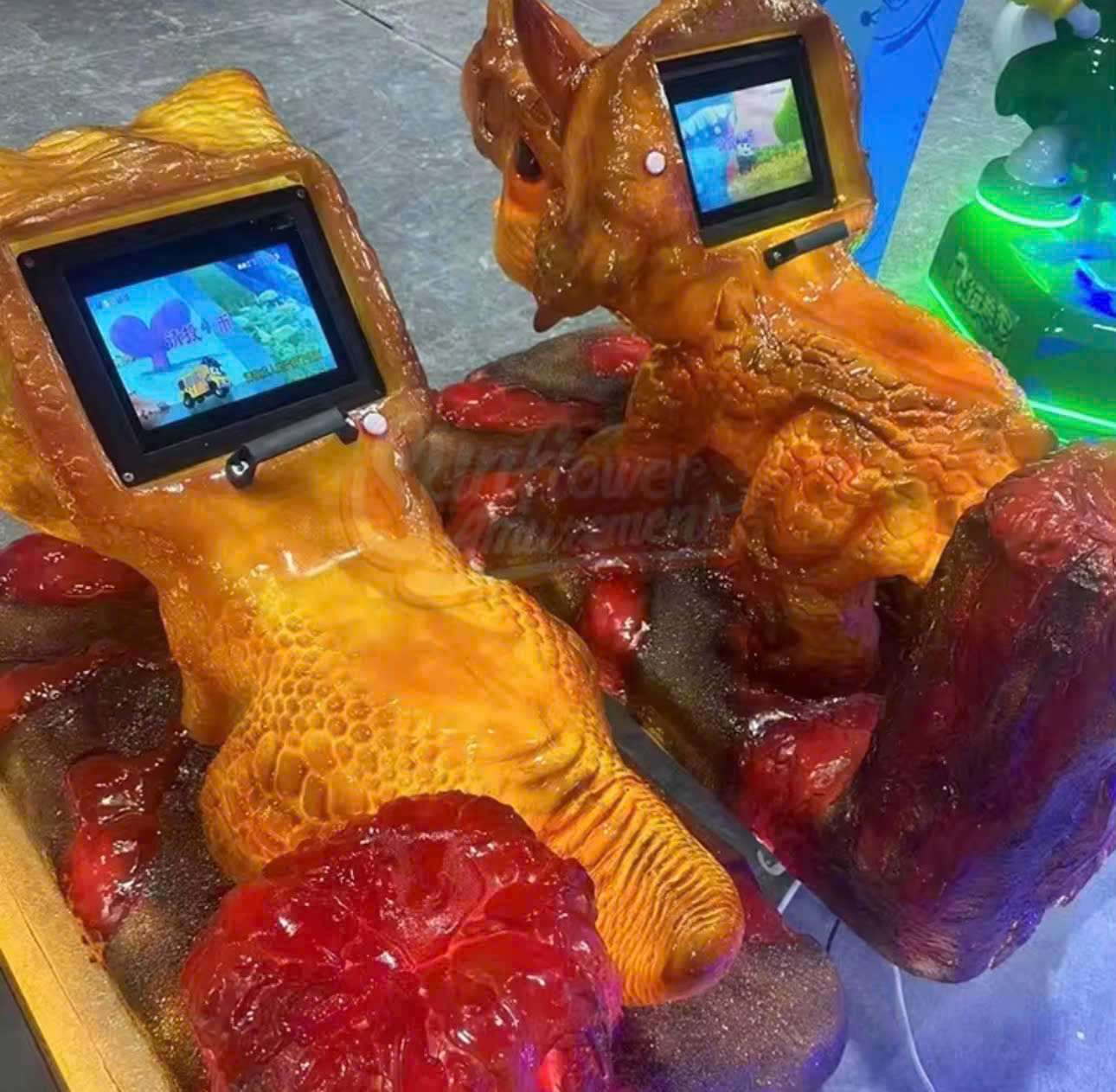 Máy nhún khủng long tích hợp màn hình LCD 12 inch sống động