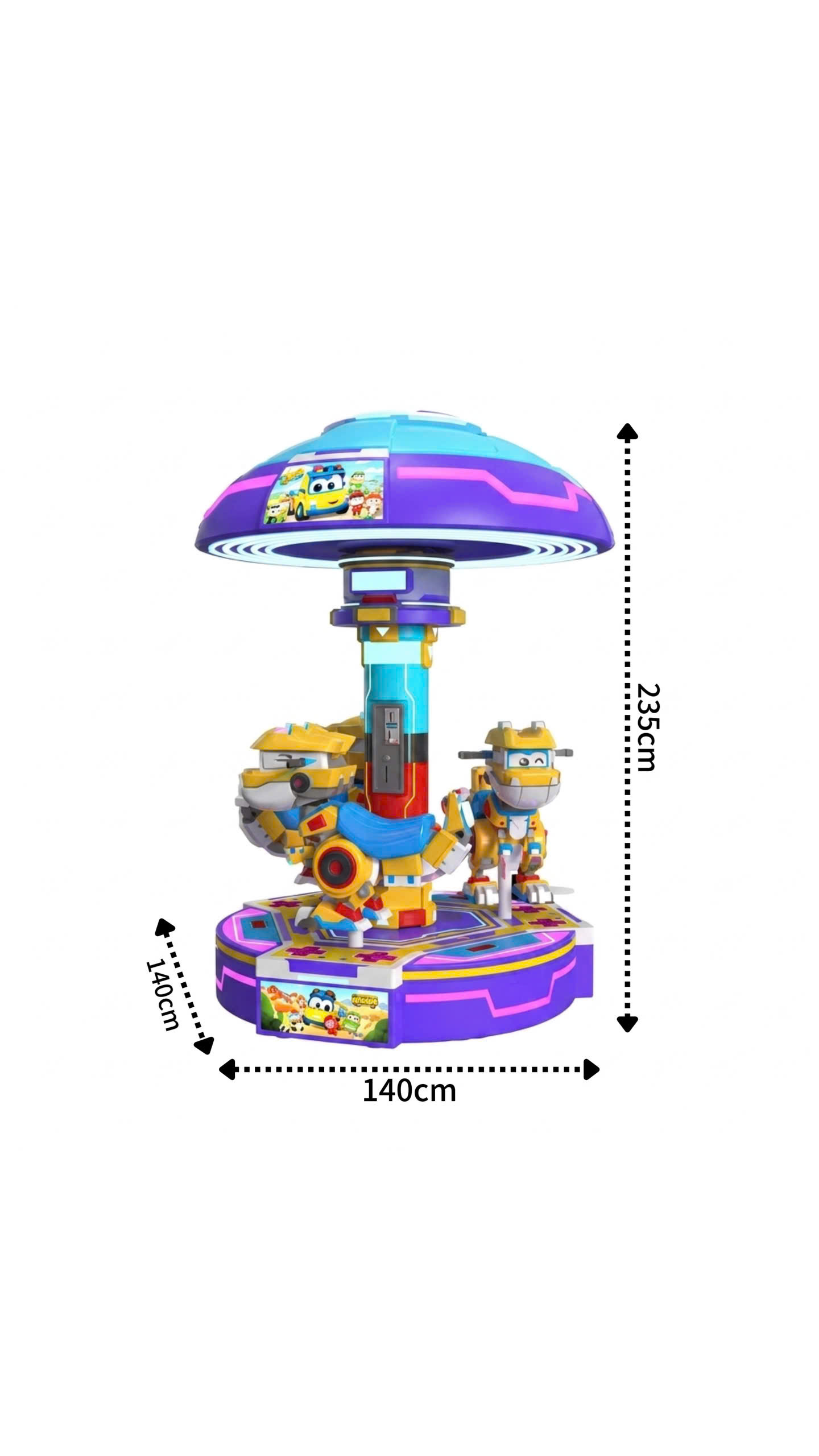 Kích thước đu quay khủng long 3 chỗ cho bé