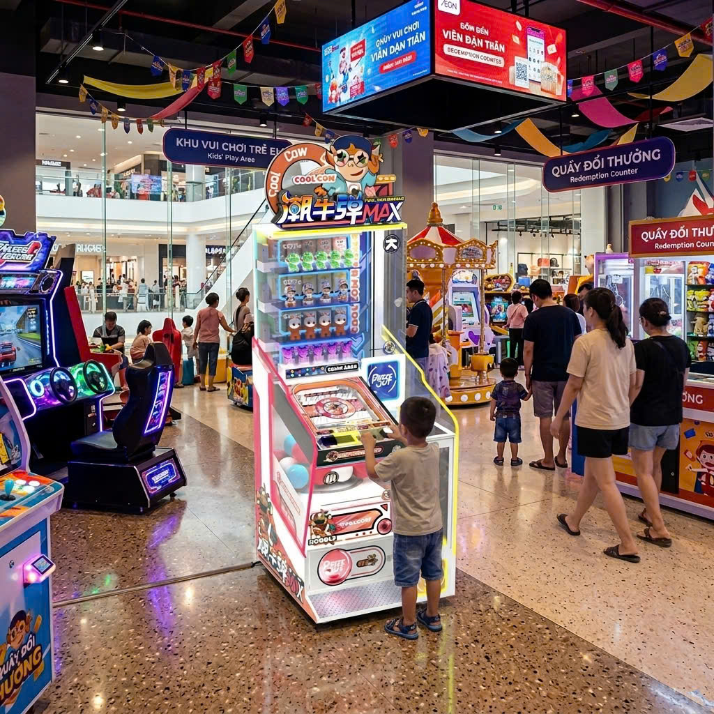 Máy game bắn bóng tại khu vui chơi