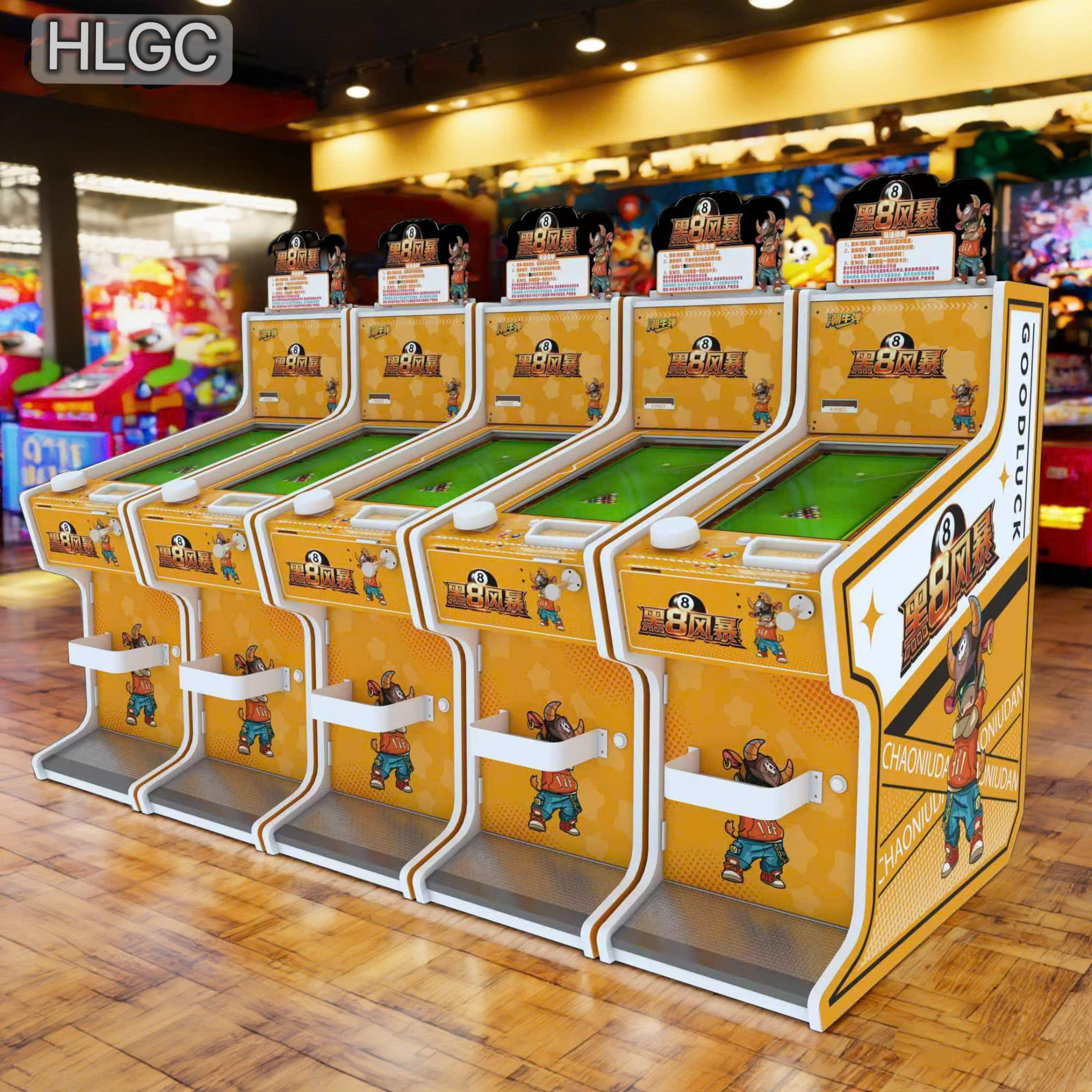 Dãy máy game bắn bi da điện tử cho khu vui chơi.