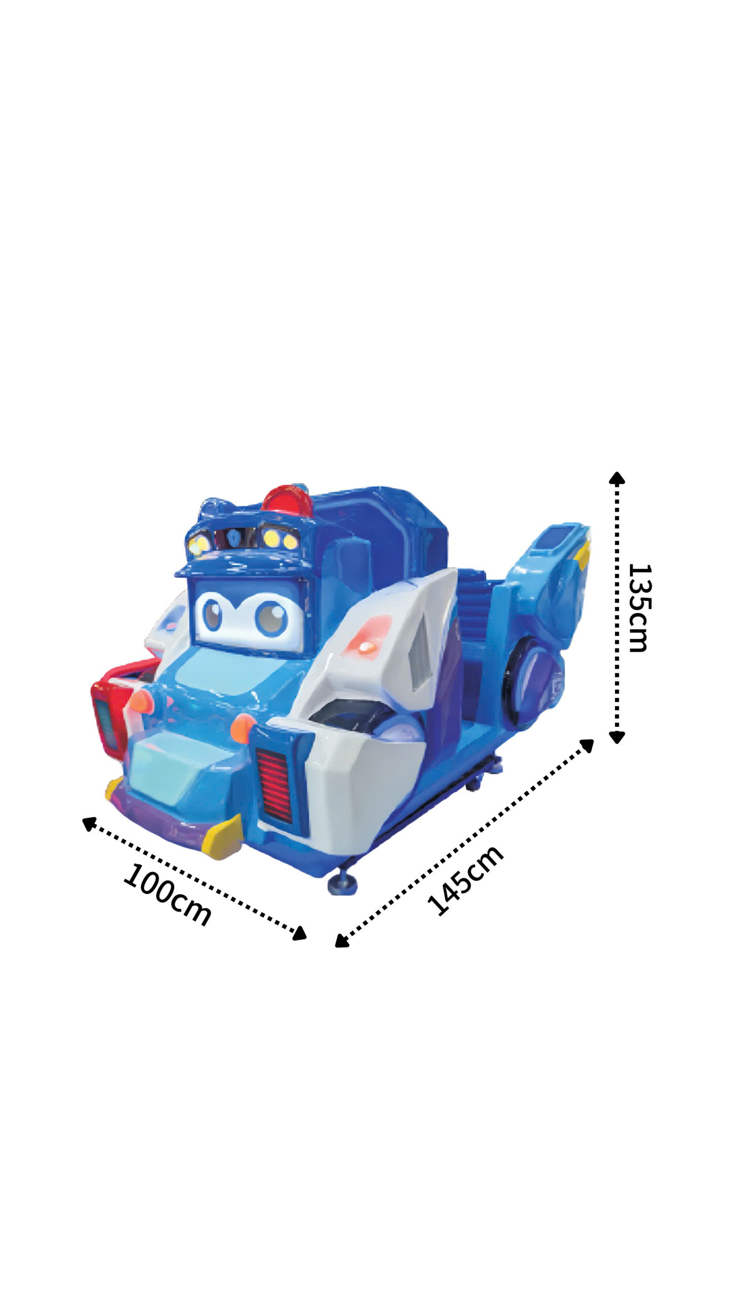 Kích thước máy nhún điện xe cảnh sát 2 chỗ ngồi