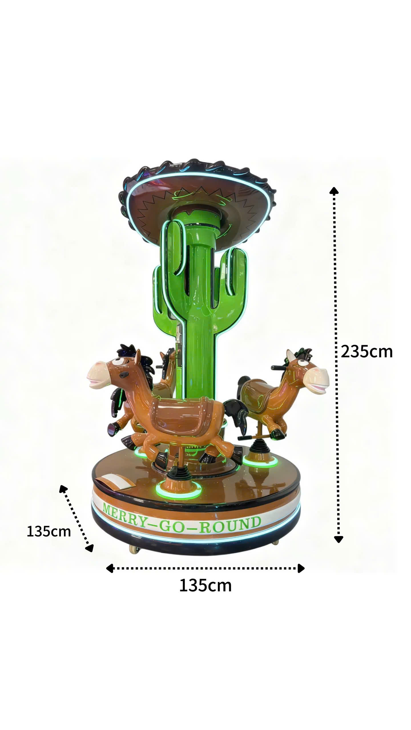 Kích thước của máy đu quay cao bồi 3 người chơi