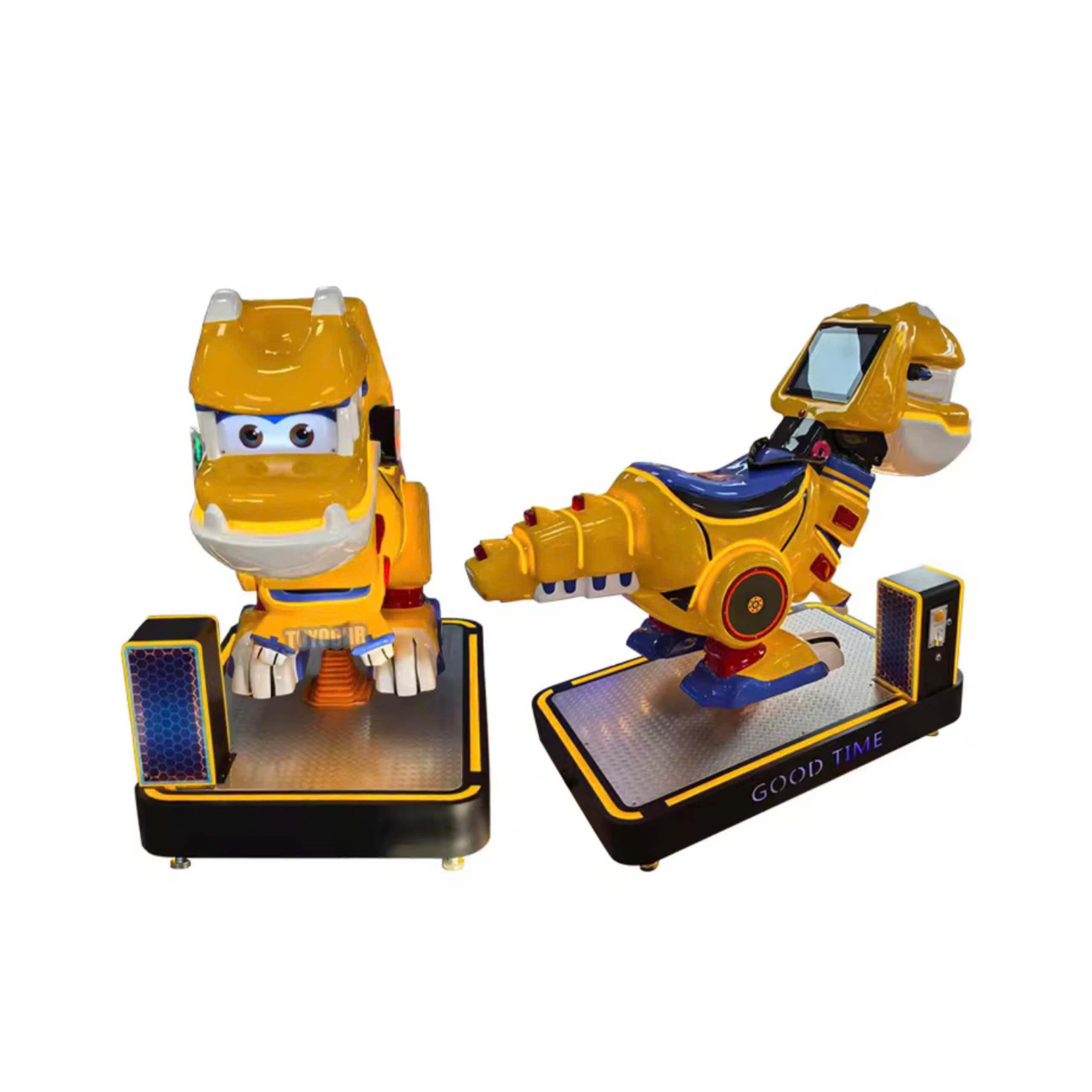 Máy nhún Gogobus Dino từ hai góc nhìn: chính diện và bên hông