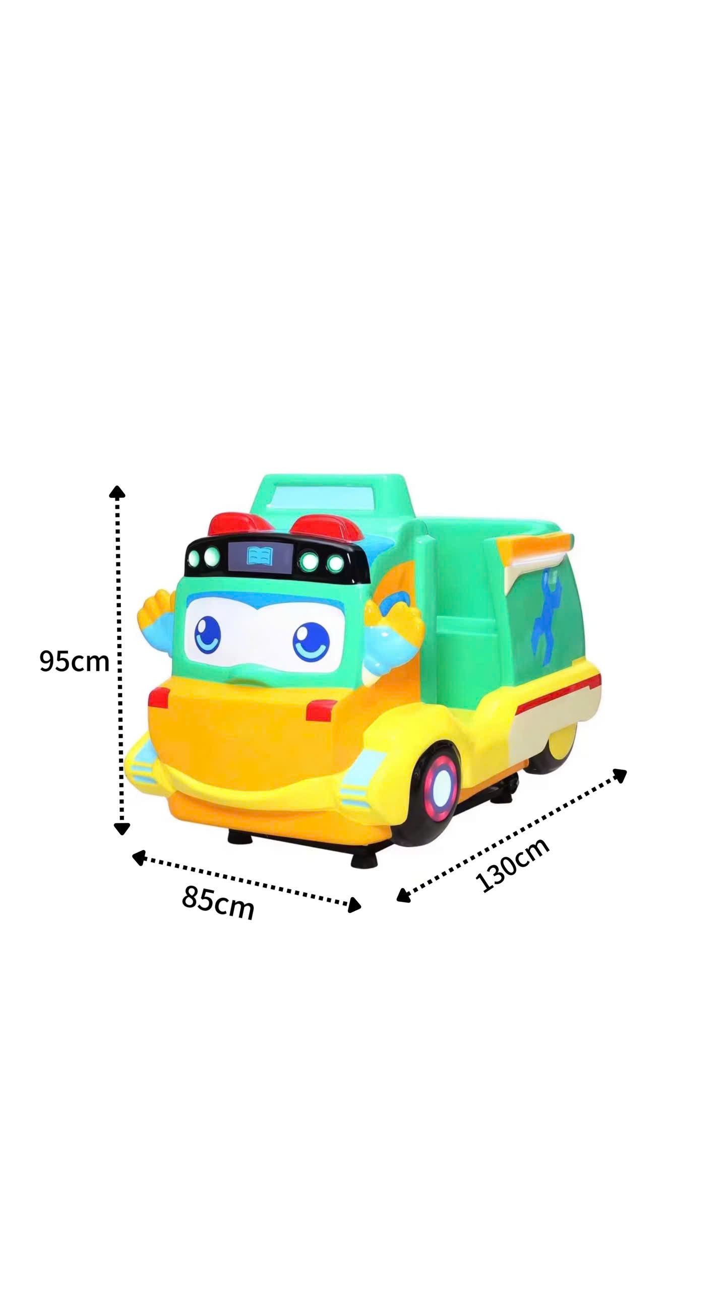 Kích thước máy nhún xe sửa chửa cho bé