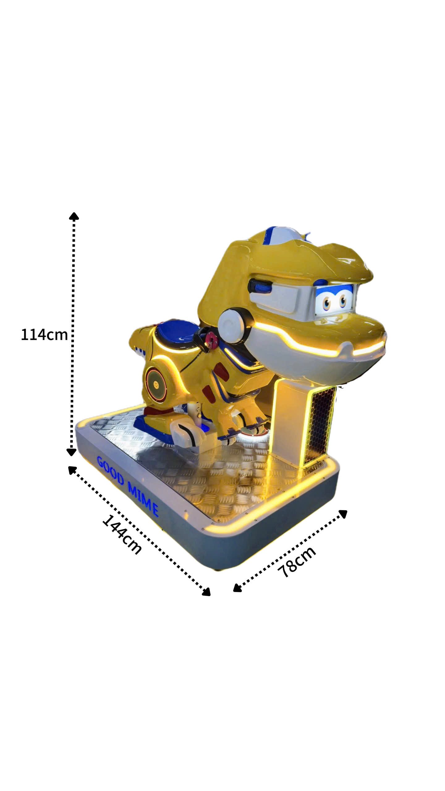 Kích thước máy nhún điện cho bé Gogobus Mini Dino