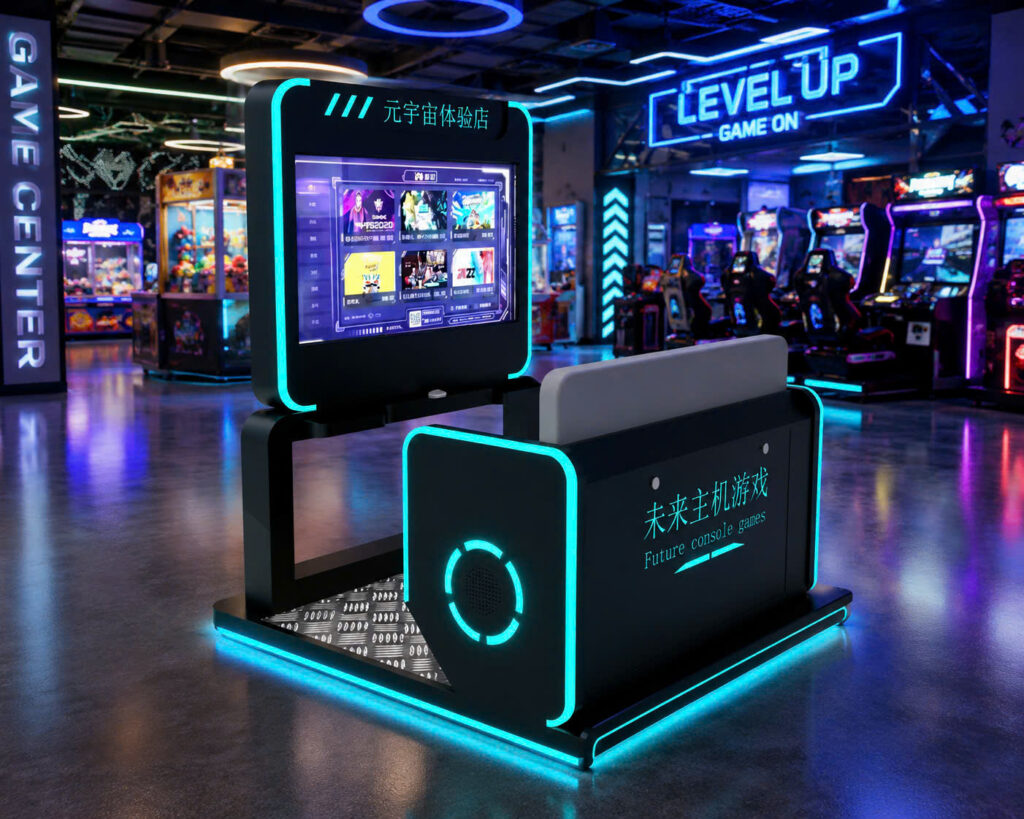 Máy gaming center hiện đại với game console màn hình lớn thu hút giới trẻ tại khu vui chơi