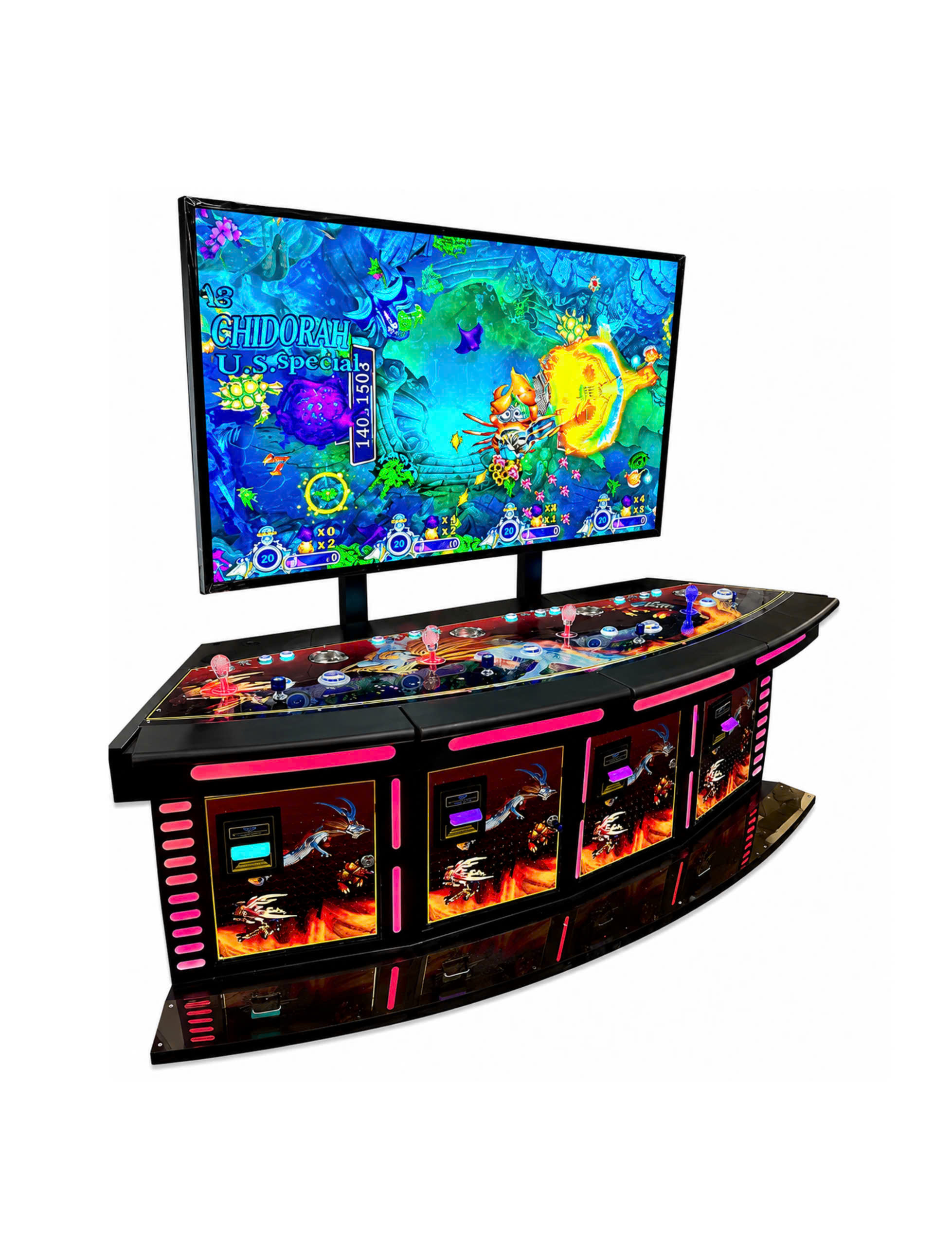 4 Player Fish Shooting Arcade Machine Angled View