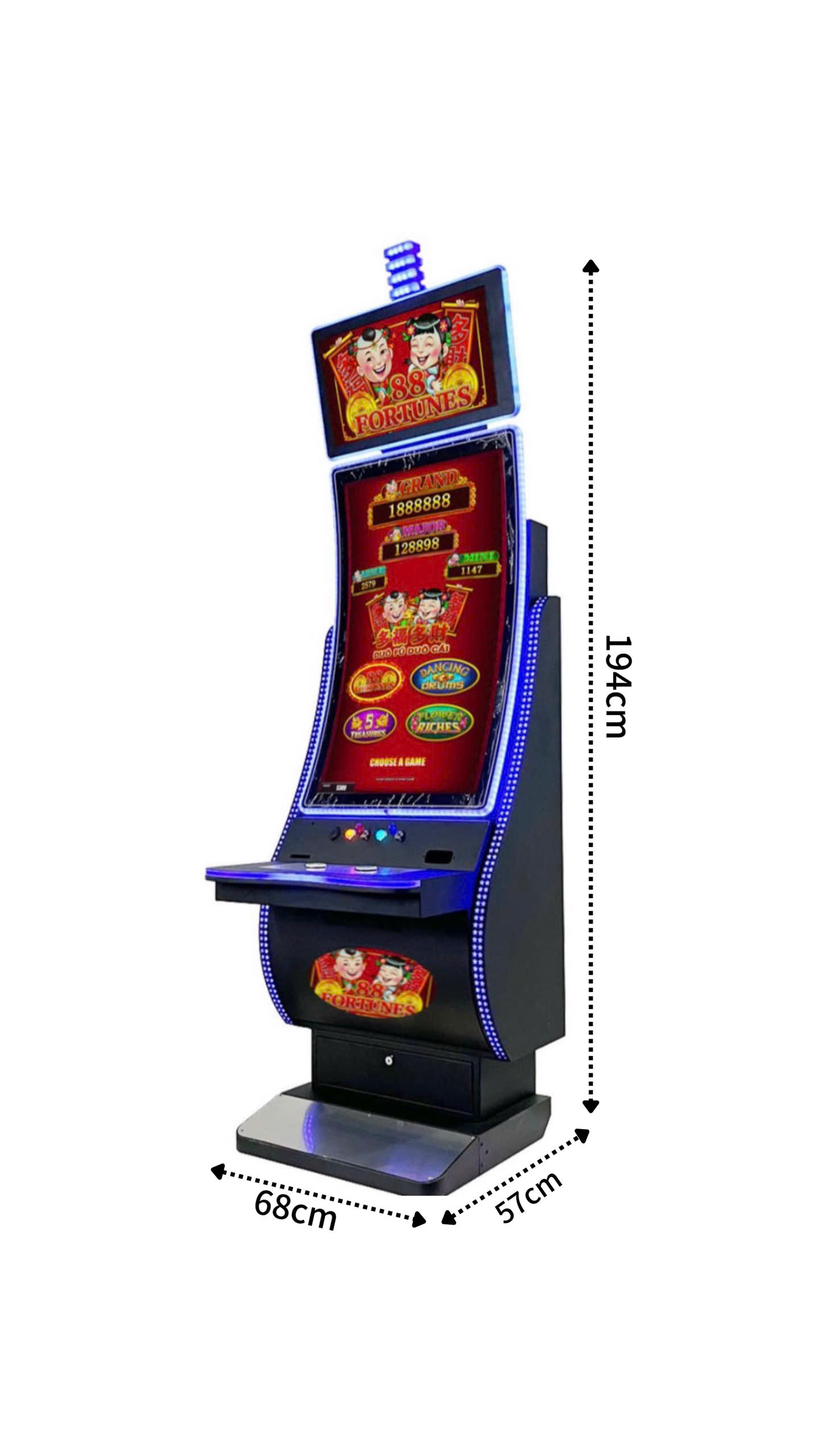 Kích thước máy game màn hình cong cảm ứng 43 inch