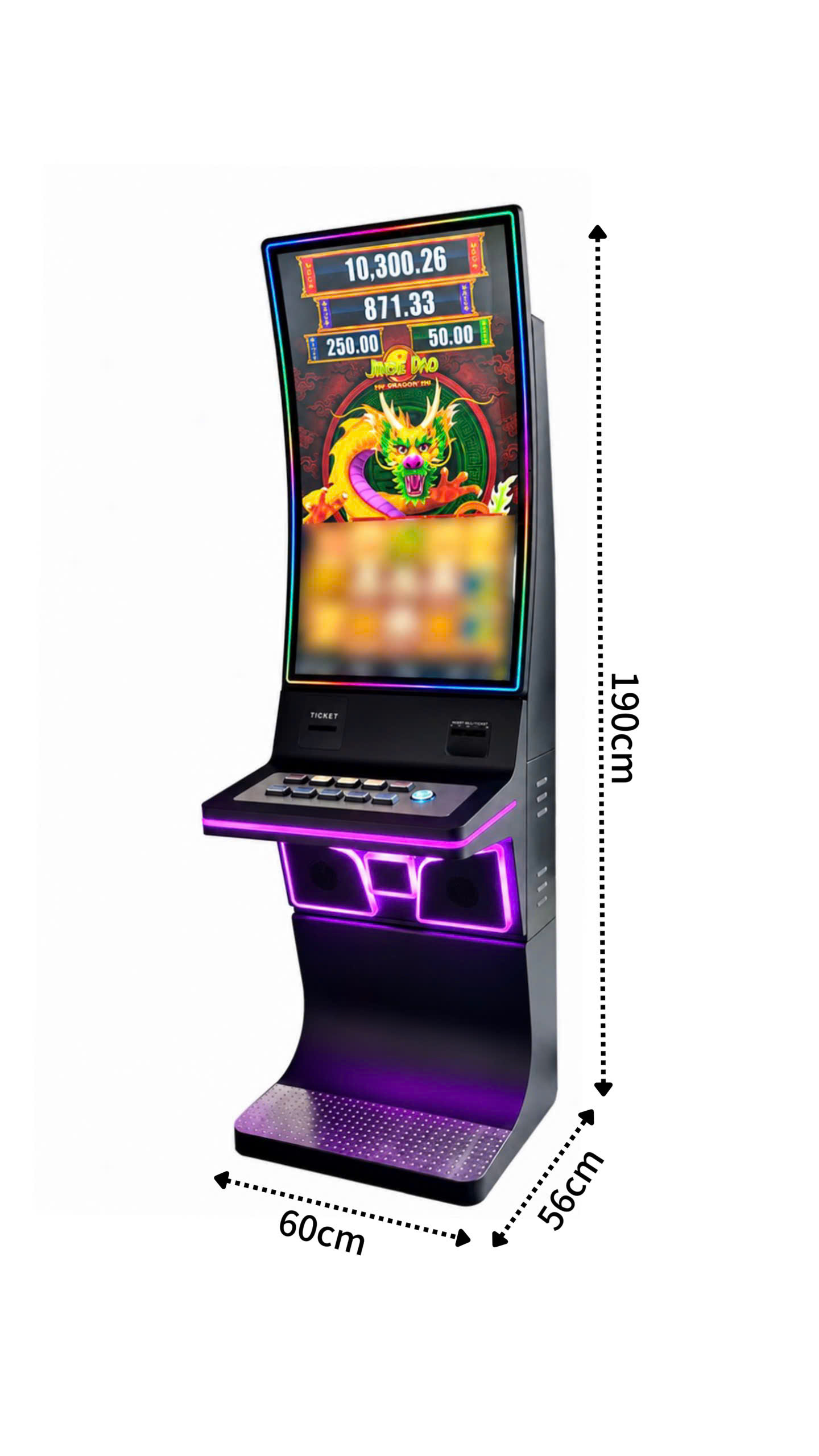Kích thước máy game đa năng màn hình cong