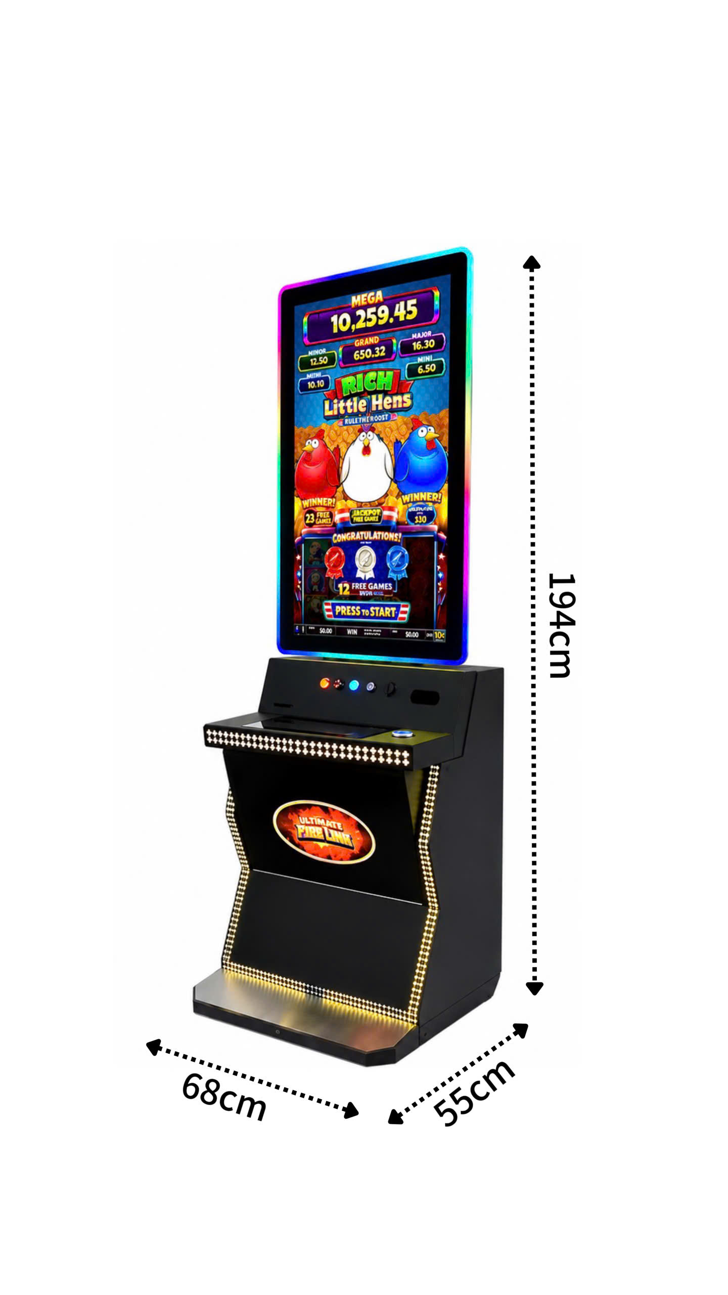 Kích thước máy game đa năng màn hình cảm ứng