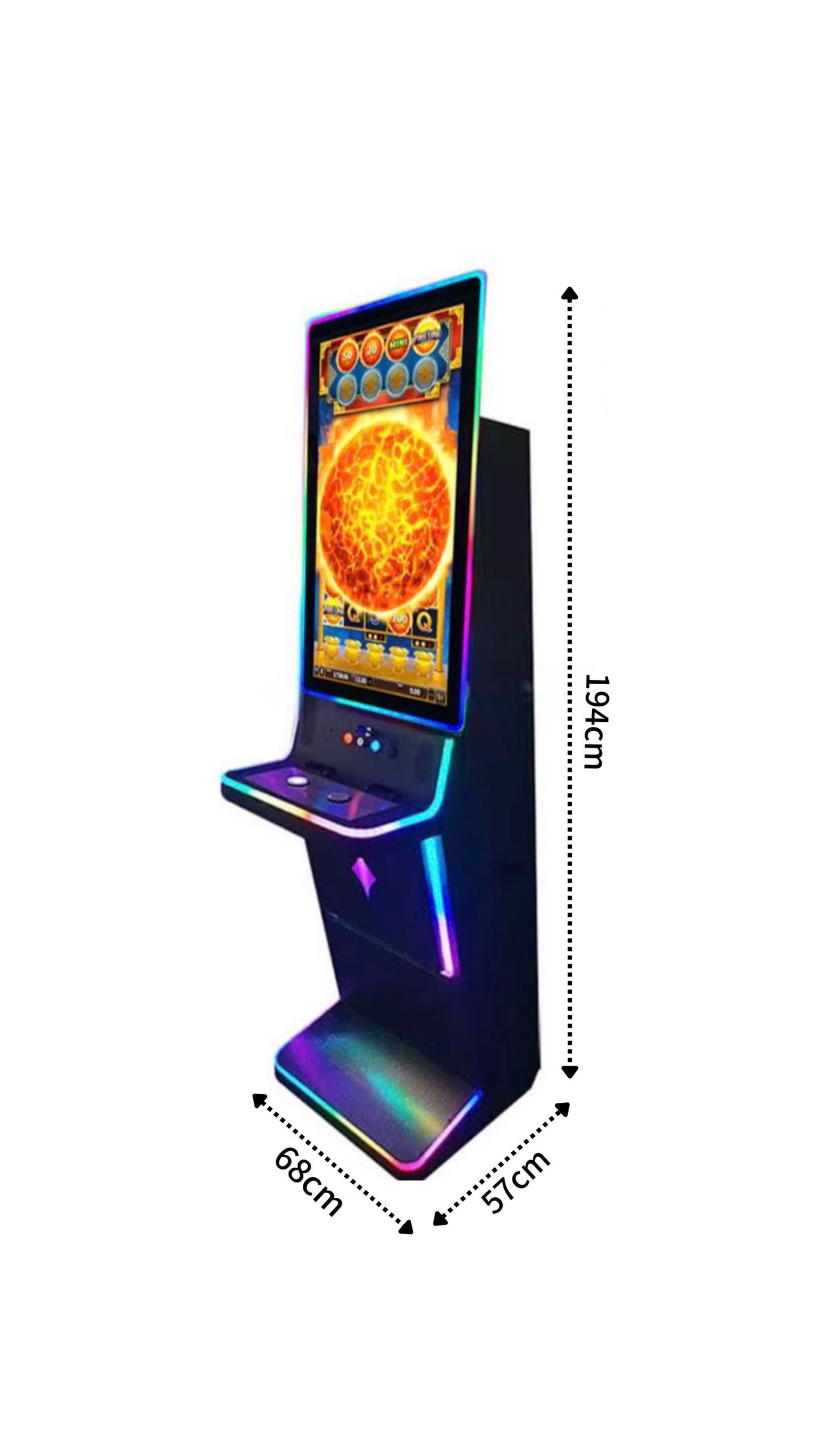 Kích thước máy game màn hình cảm ứng quay thưởng hiện đại