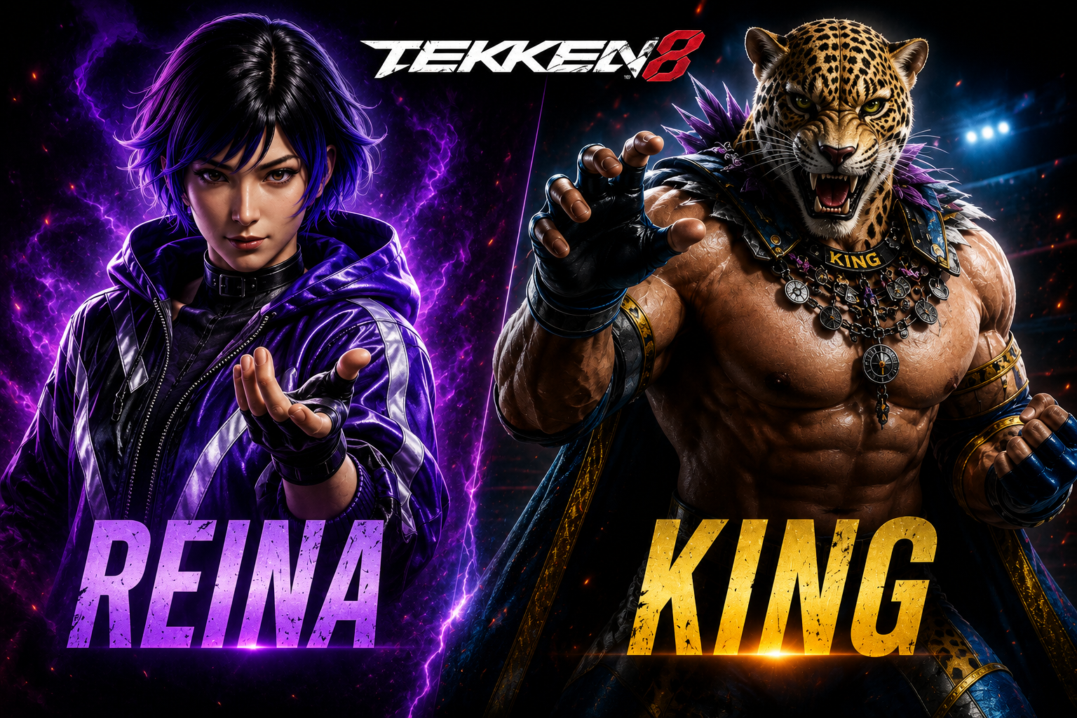 Hình ảnh của Reina và King trong Tekken 8