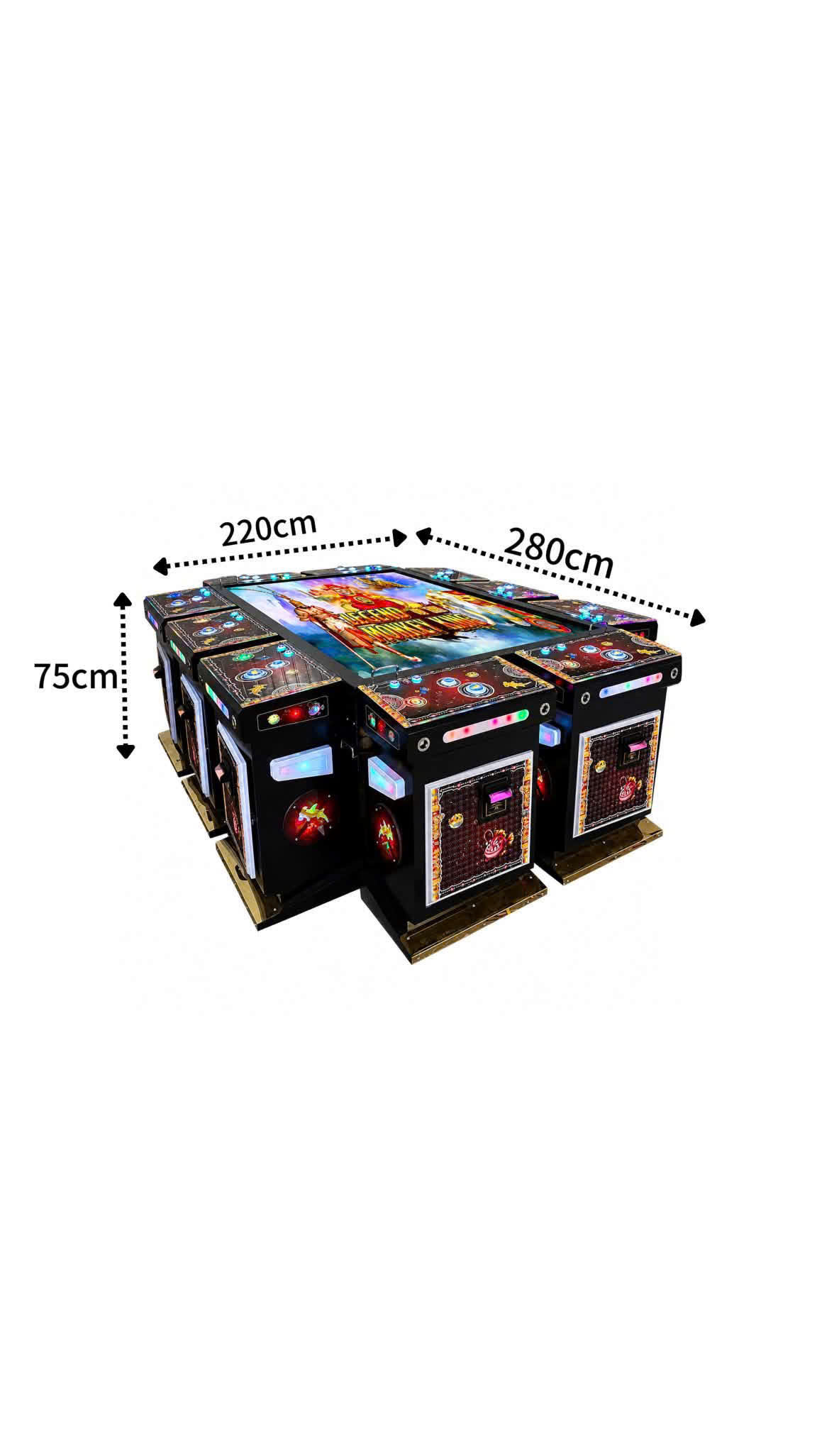 10-Player Fish Shooting Arcade Machine W220 D280 H75 cm