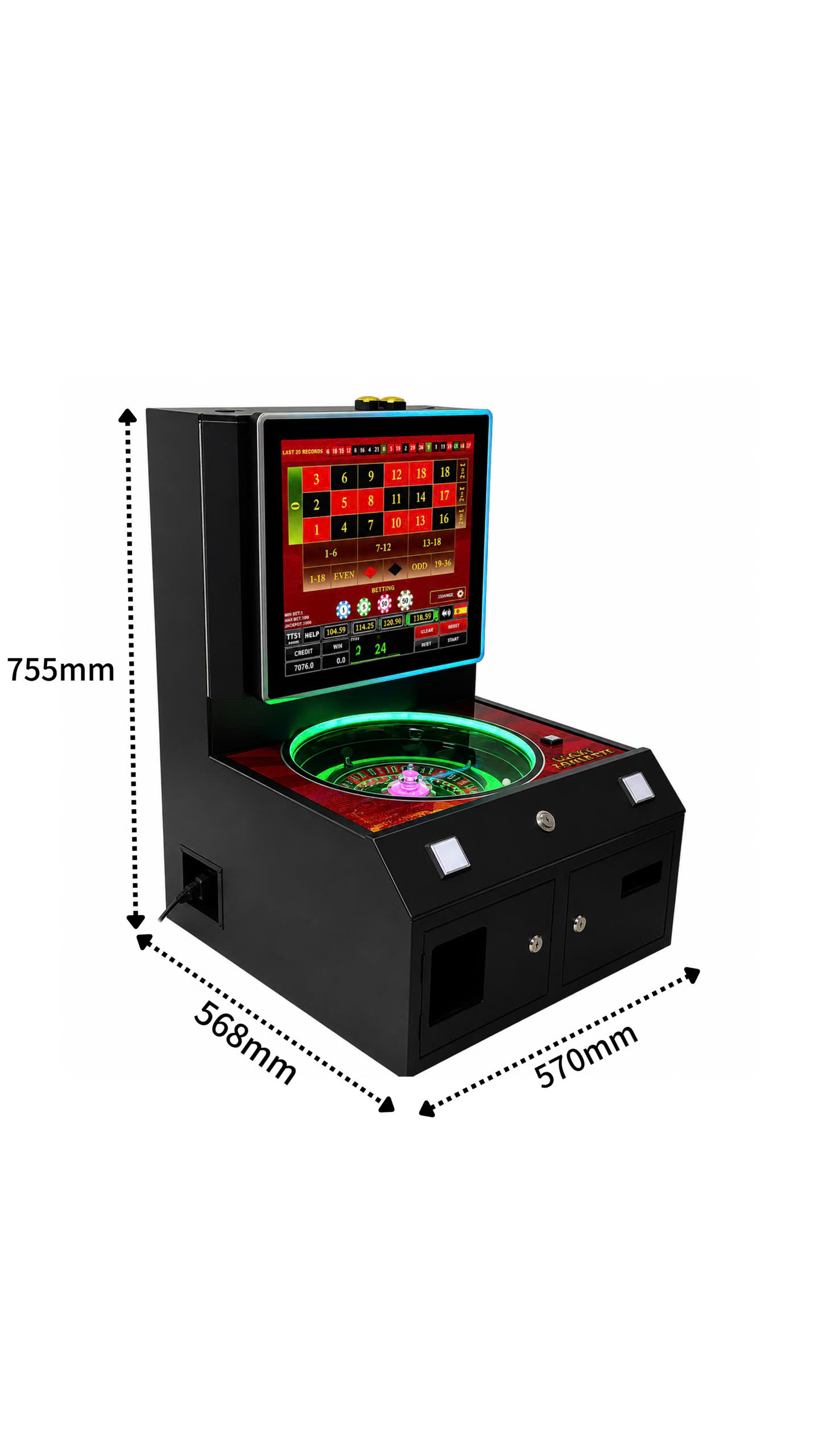19 Inch Roulette Arcade Machine size 47 × 56.8 × 75.5 cm