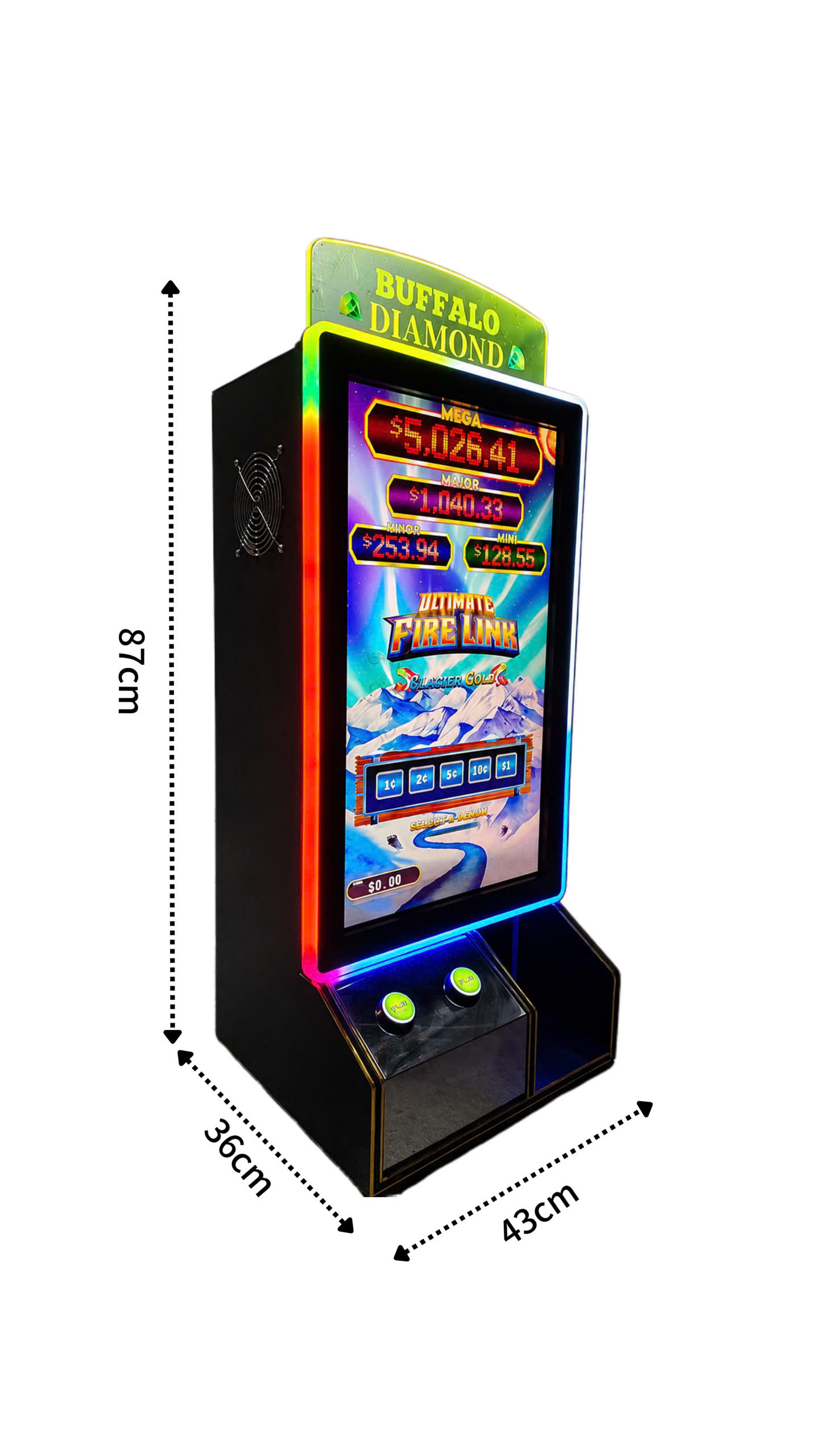 27-inch Fire Link skill game machine dimensions