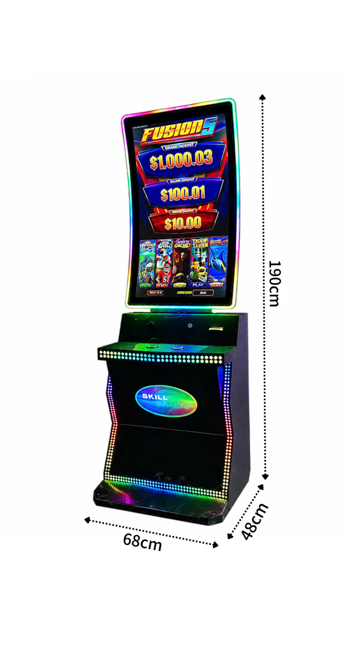 43-inch curved skill game machine dimensions
