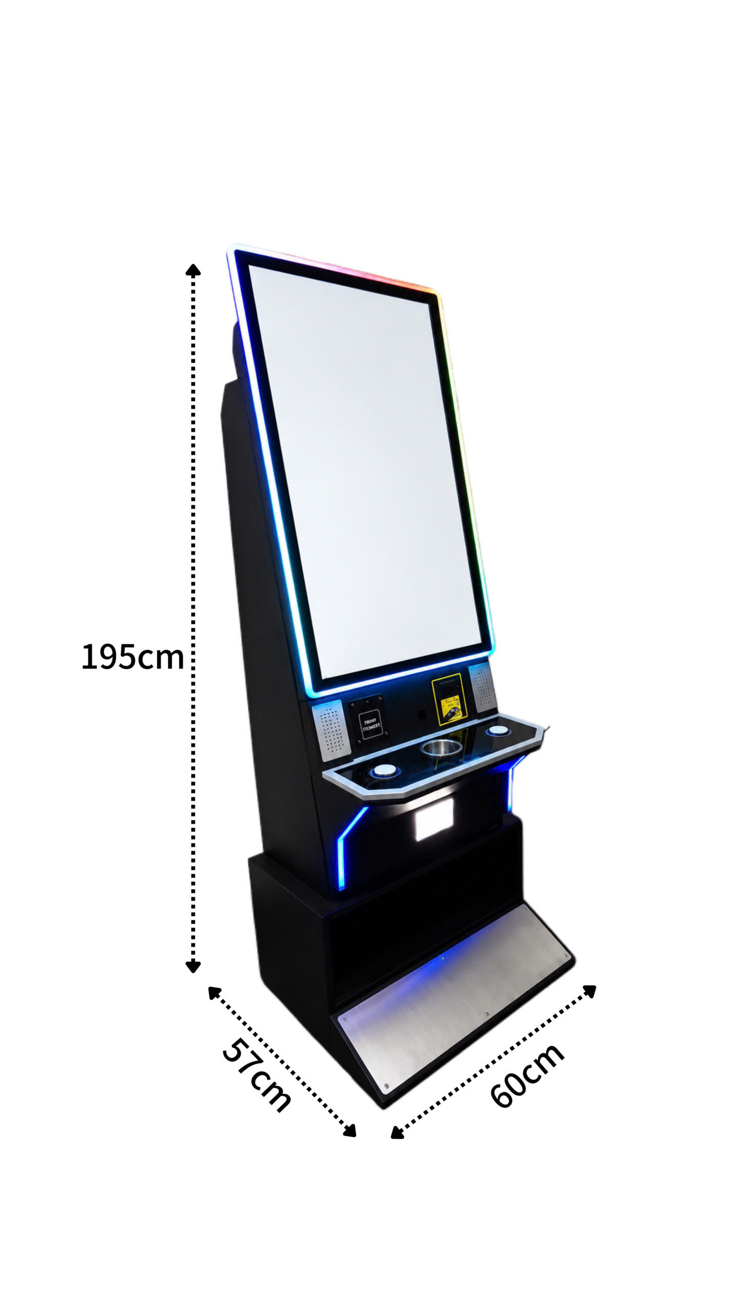 43 inch vertical touchscreen arcade machine with 60 × 57 × 195 cm dimensions