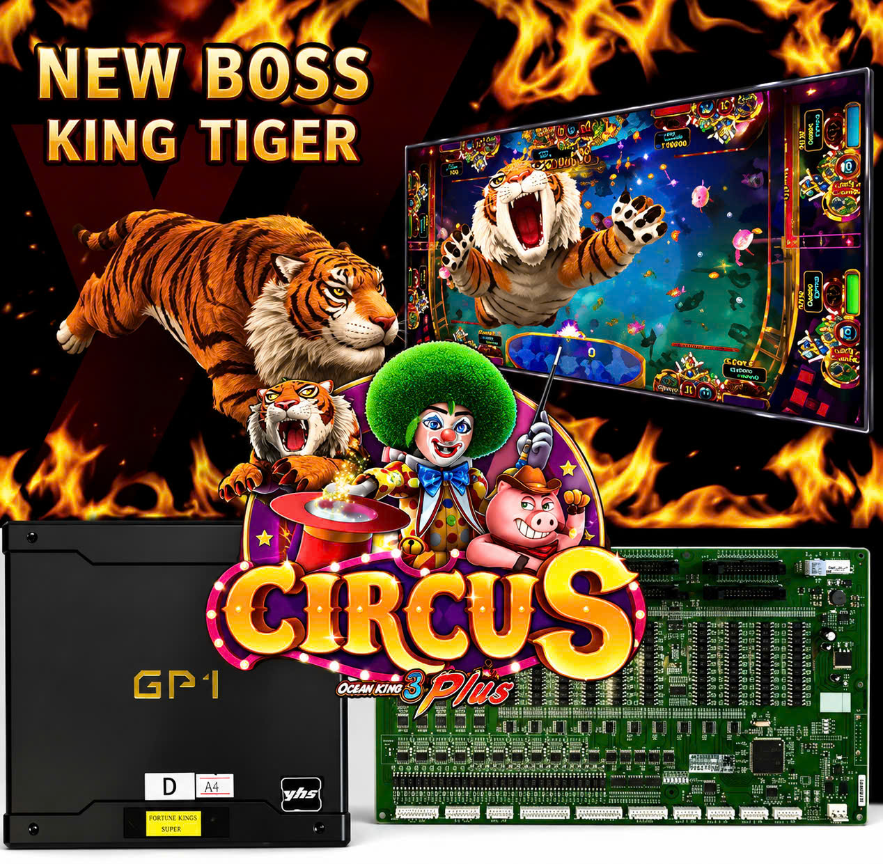 Ocean King 3 Plus Circus Fish Arcade Game Board