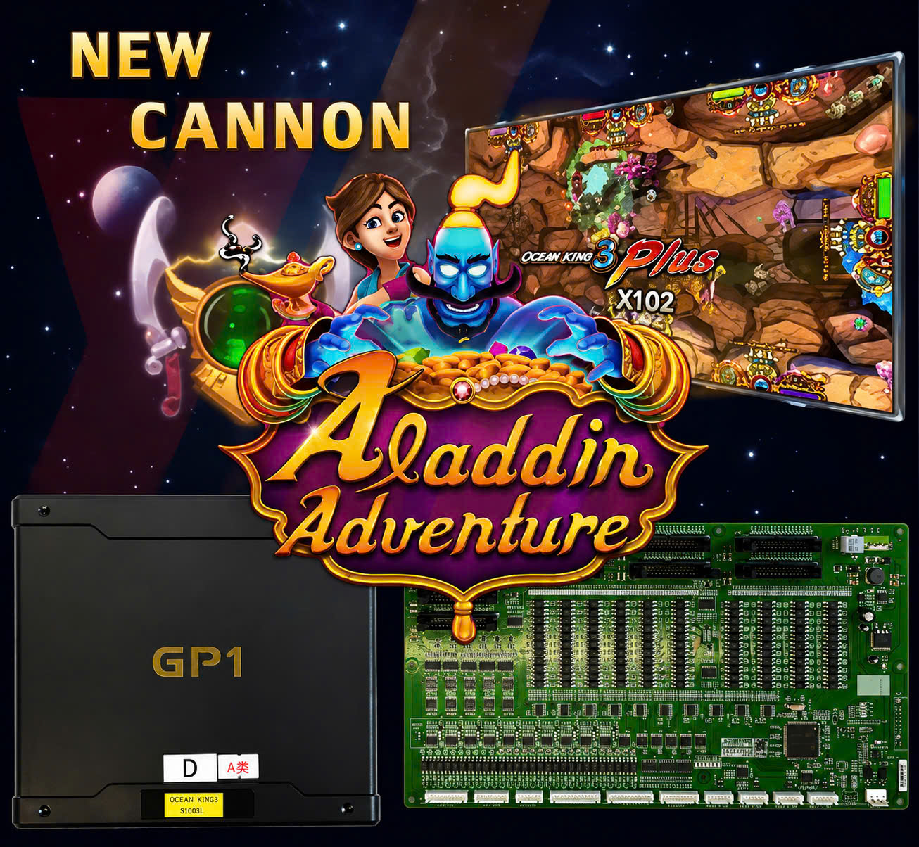 Ocean King 3 Plus Aladdin arcade game board