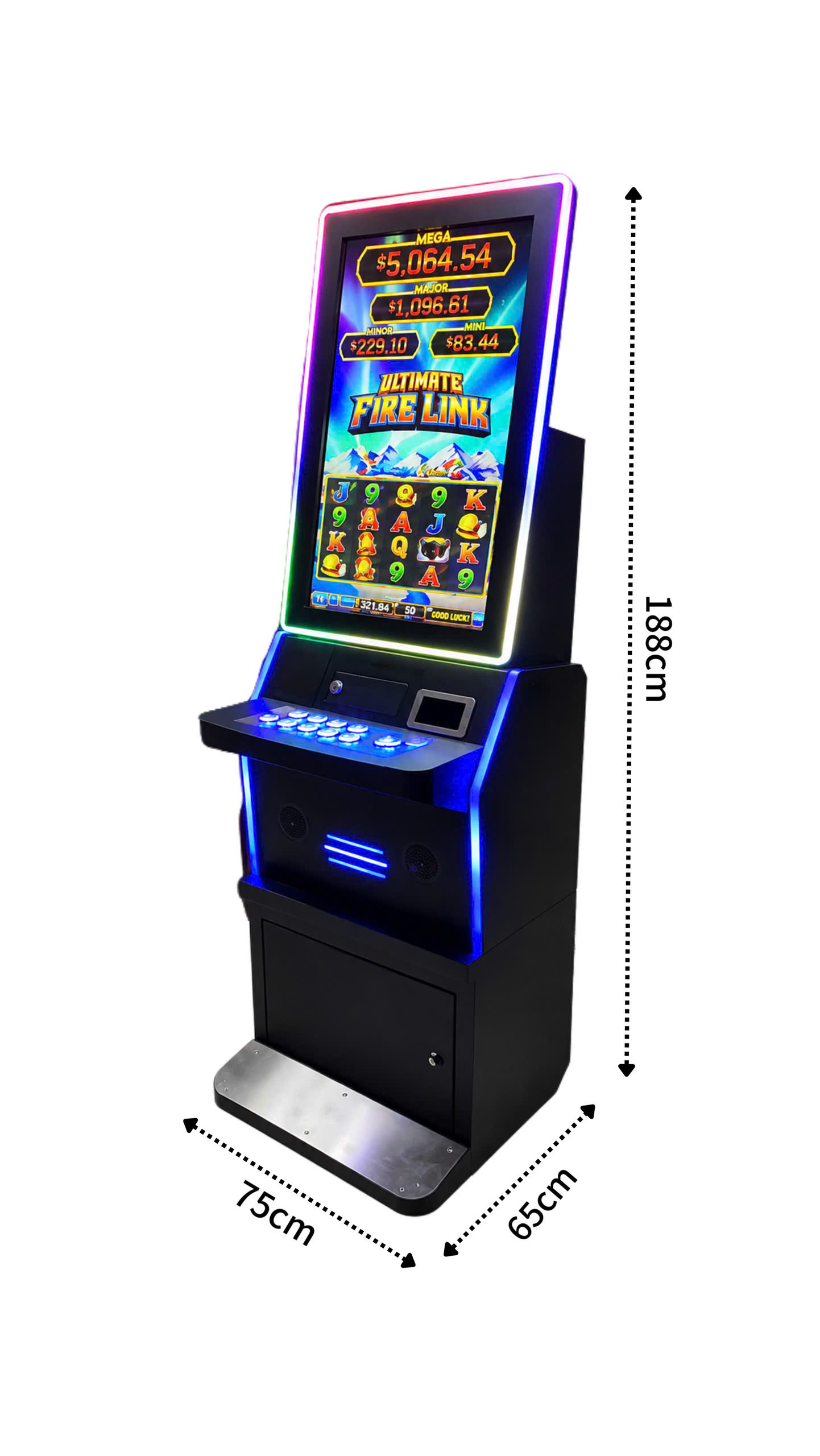 Fire Link Multi Game 8-in-1 arcade machine dimensions 75 x 65 x 188 cm