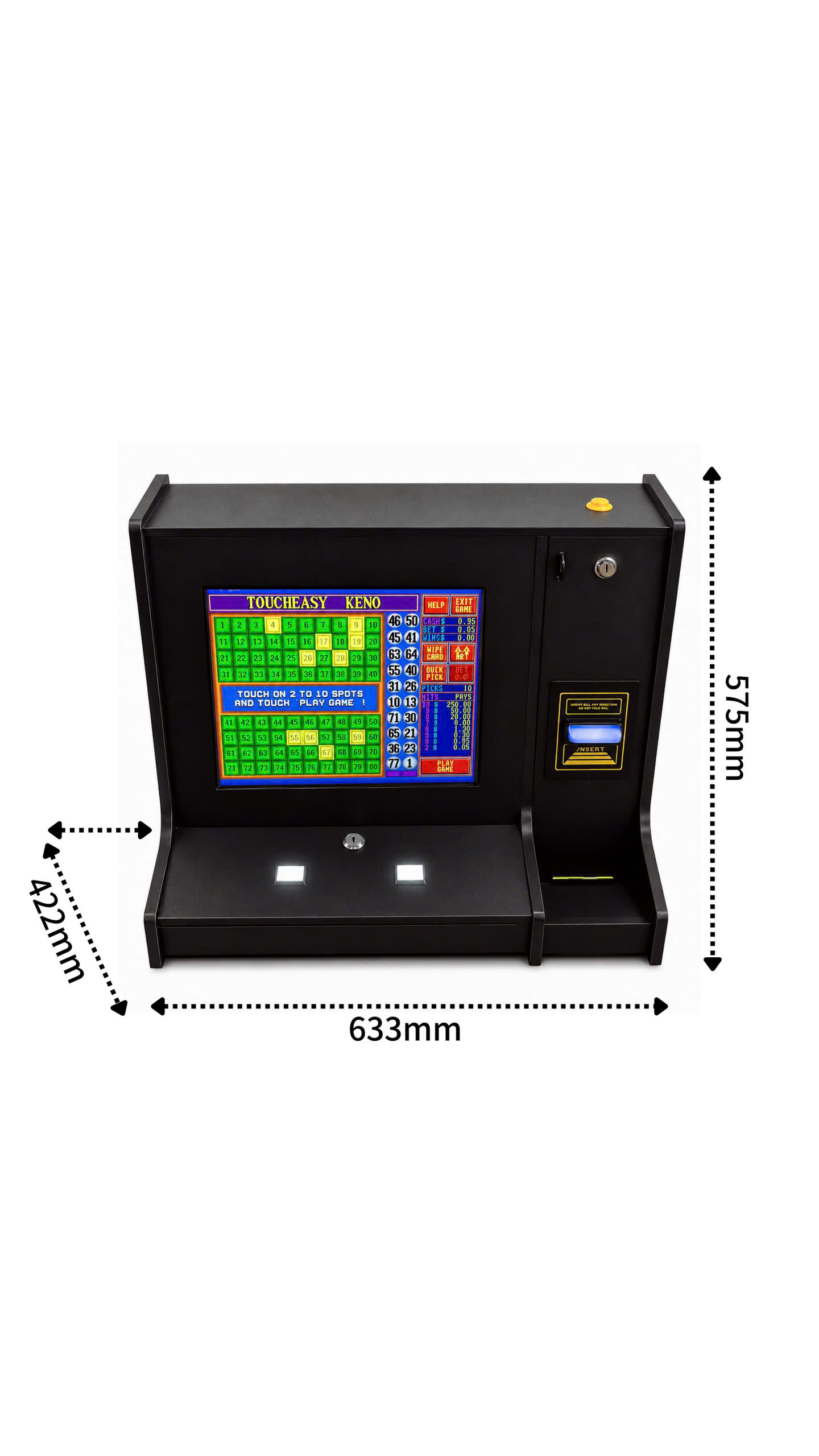 22-inch skill game machine dimensions