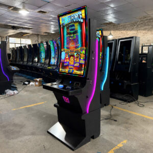 Vertical arcade gaming machine with touchscreen