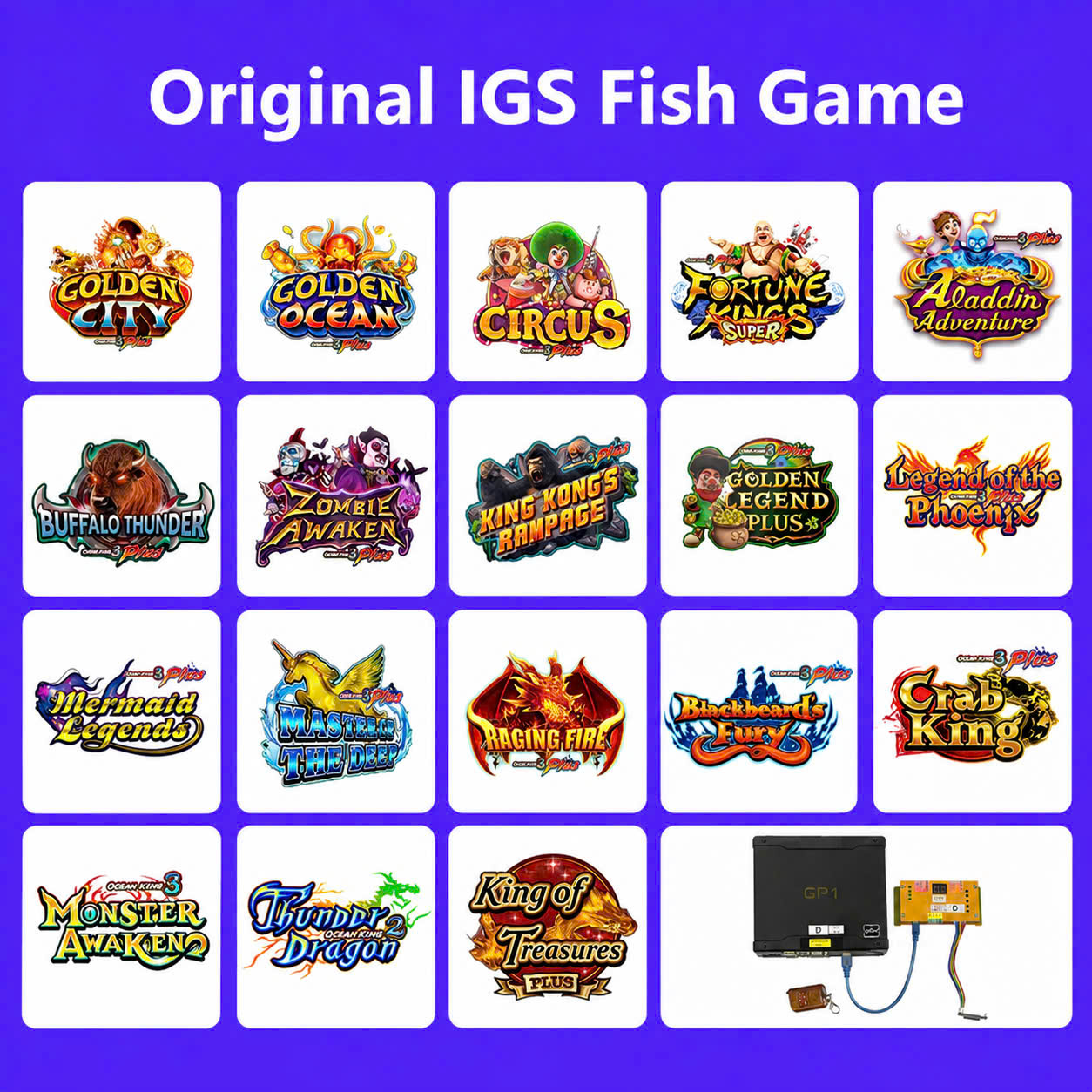 Original IGS fish game board with multiple arcade games Original IGS fish game board with multiple arcade games